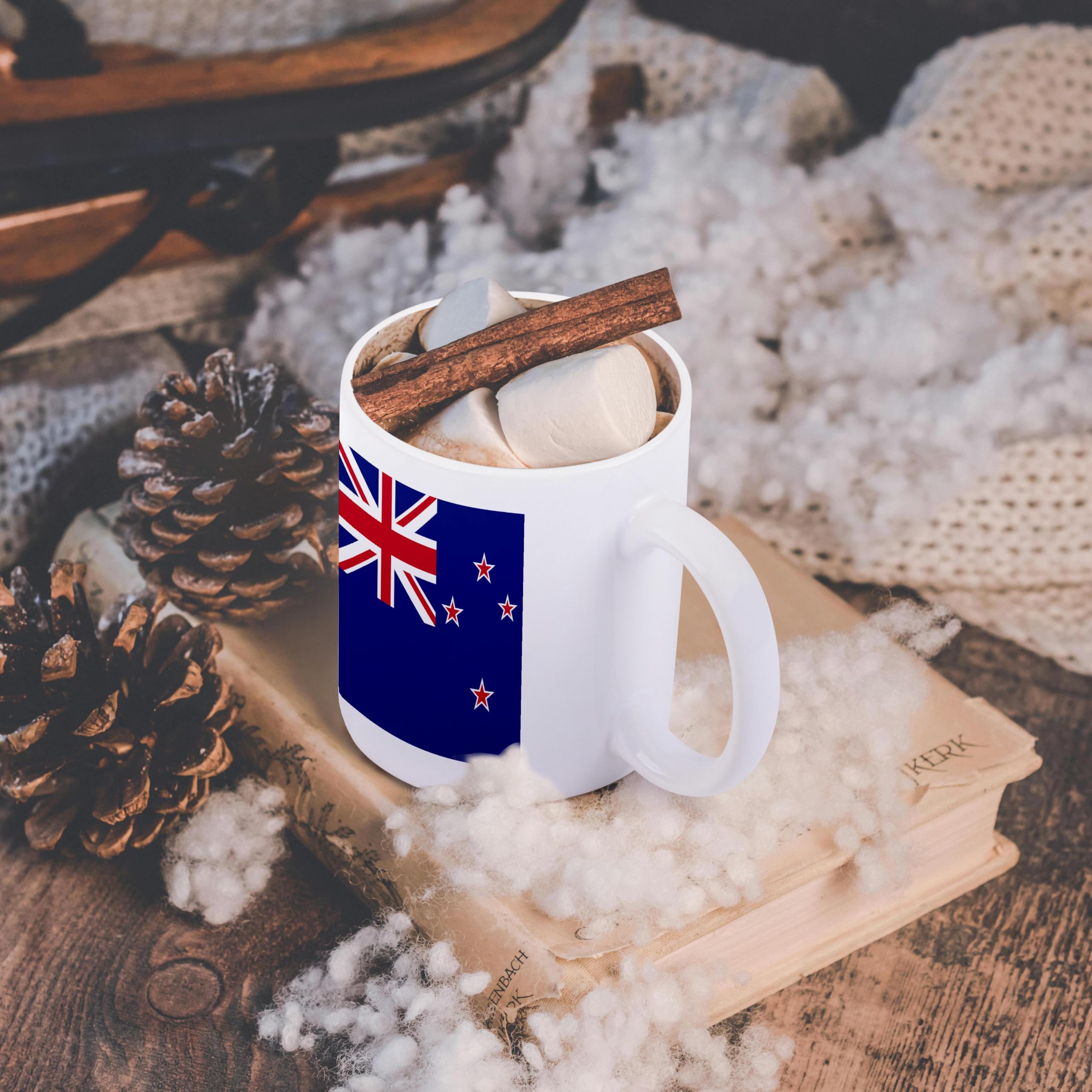 3D Printed New Zealand Flag Ceramic Coffee Mug - 15 oz Insulated Travel Cup for Office, Home & Outdoor Use