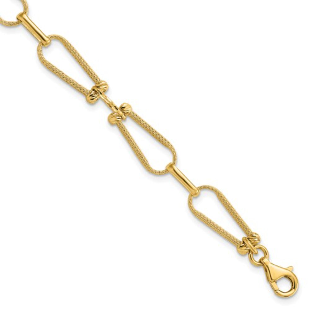 14K Gold Fancy Link Bracelet for Women - Elegant & Dainty Jewelry Gift for Her - Perfect for Parties, Weddings & Everyday Wear