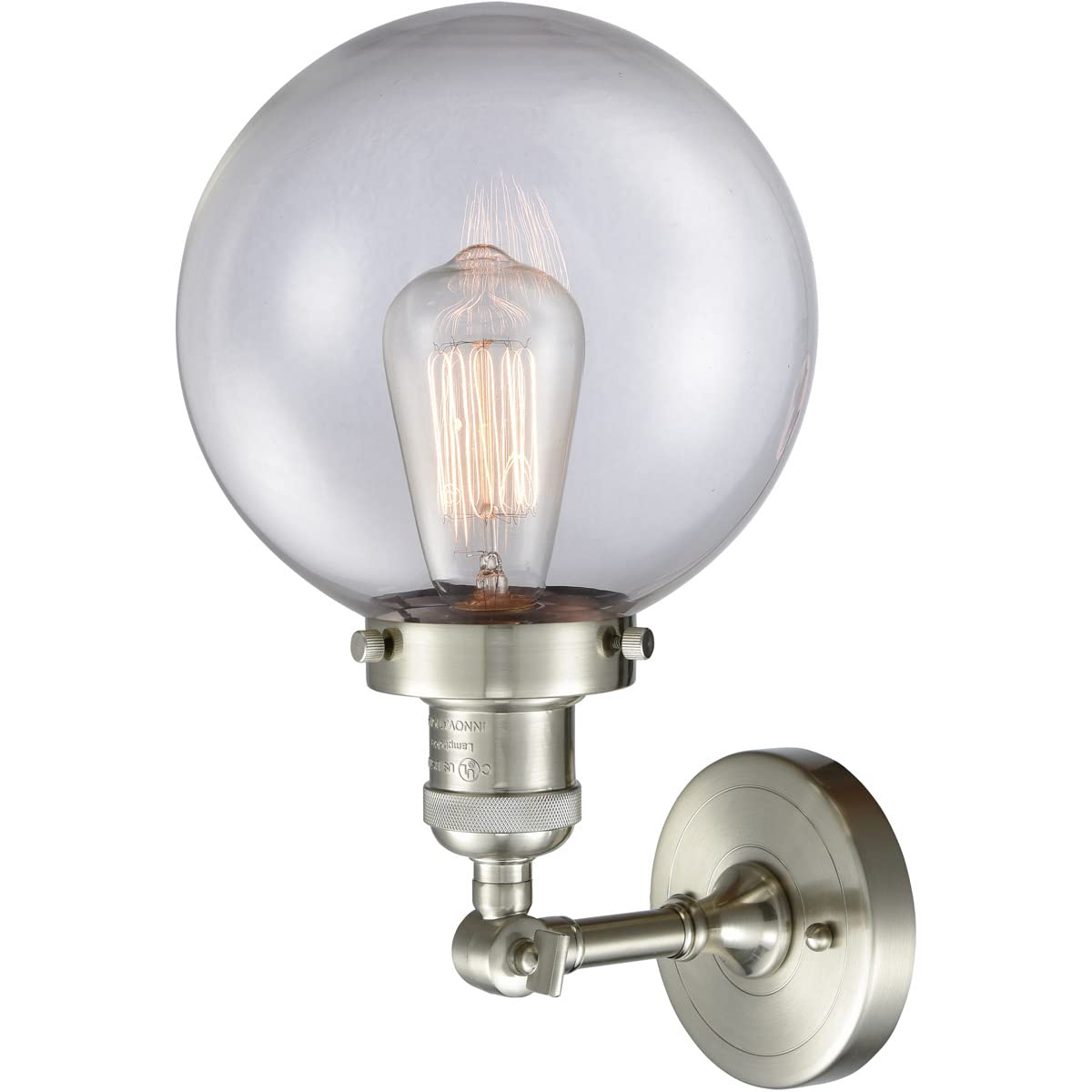 Innovations INNO203-SN-G202-8-LED Modern Wall Sconce Light Fixture - 8 LED Bulbs, Adjustable Brightness, Energy Saving - Pewter/Nickel/Silver Finish - Perfect for Bedroom, Hallway, Staircase Lighting