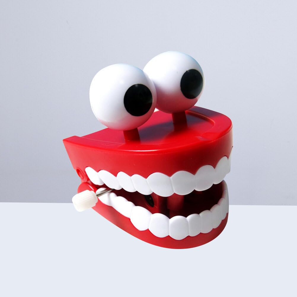 4 Pack Novelty Vibrating Wind Up Toys - Chattering Teeth with Eyes - Fun Gag Gifts for Parties, Prank Gifts, Stocking Stuffers & Stress Relief Toys
