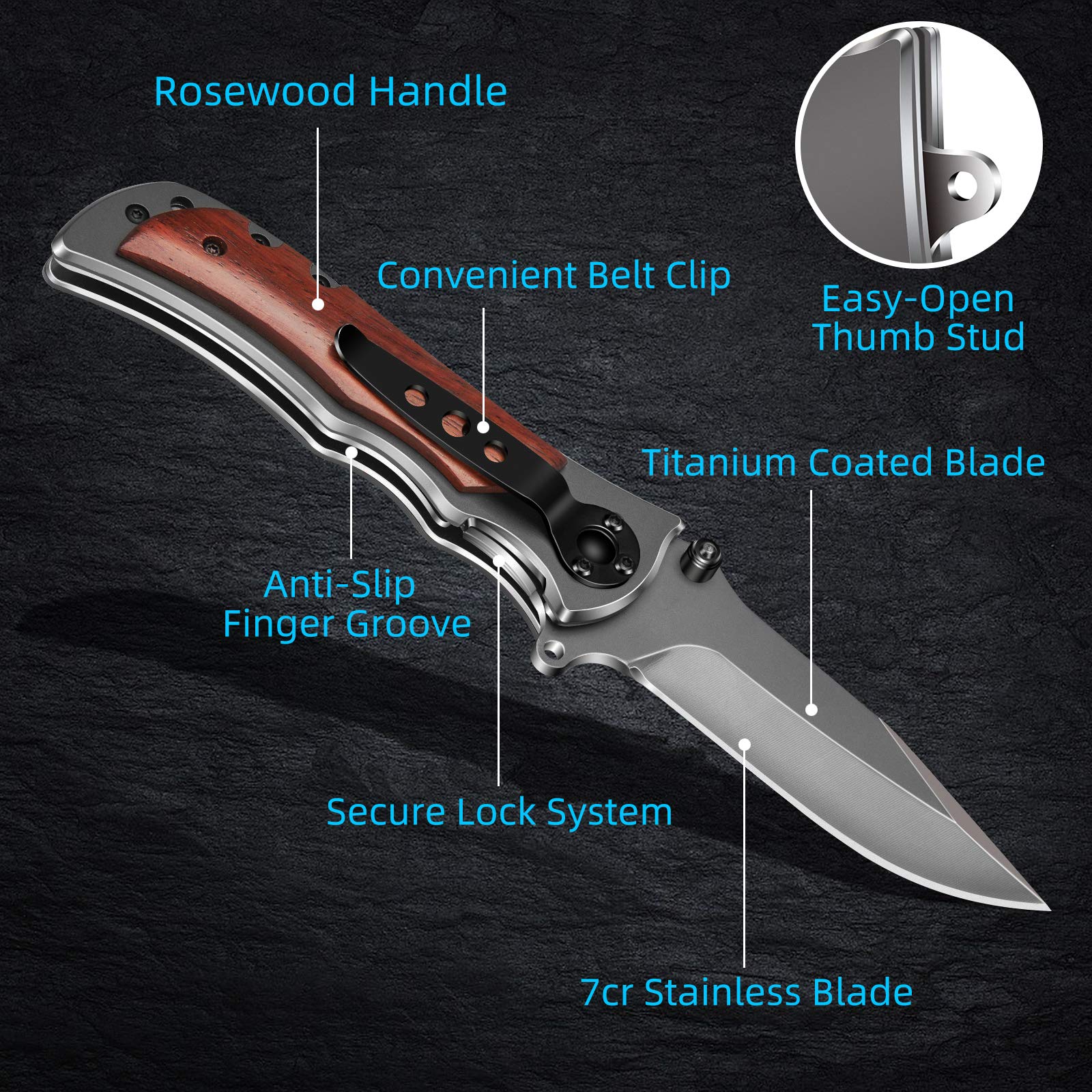 GVDV Tactical Pocket Folding Knife for Men - 7Cr17 Steel Blade with Safety Liner Lock - Compact EDC Knife for Camping, Hunting, Fishing & Survival - Grey (Perfect for Outdoor Adventures, Everyday Carry & Emergency Situations)