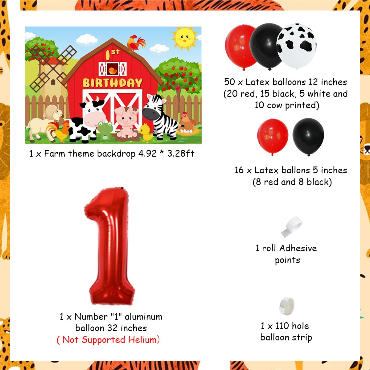 Farm Animal Theme 1st Birthday Decorations for Boys - Farm Animals Balloon Garland, Barnyard Backdrop & Party Supplies - Perfect for Baby Boy's First Birthday, Barnyard Theme Party, Farmhouse Decorations & Photo Booth Backgrounds