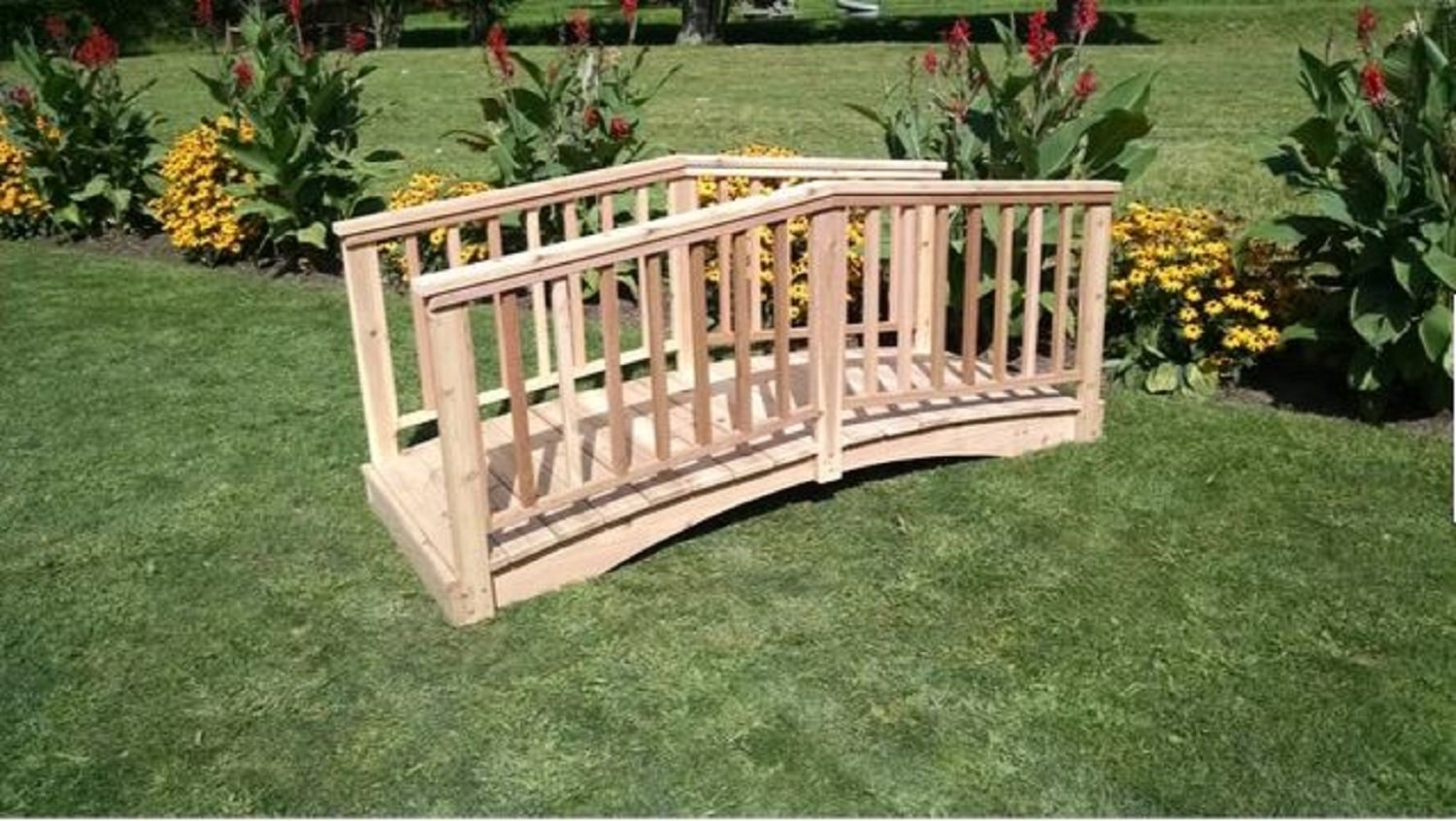 A & L Furniture Cedar Wood Baluster Bridge - Handcrafted Rustic Home Decor for Gardens, Patios, and Outdoor Spaces