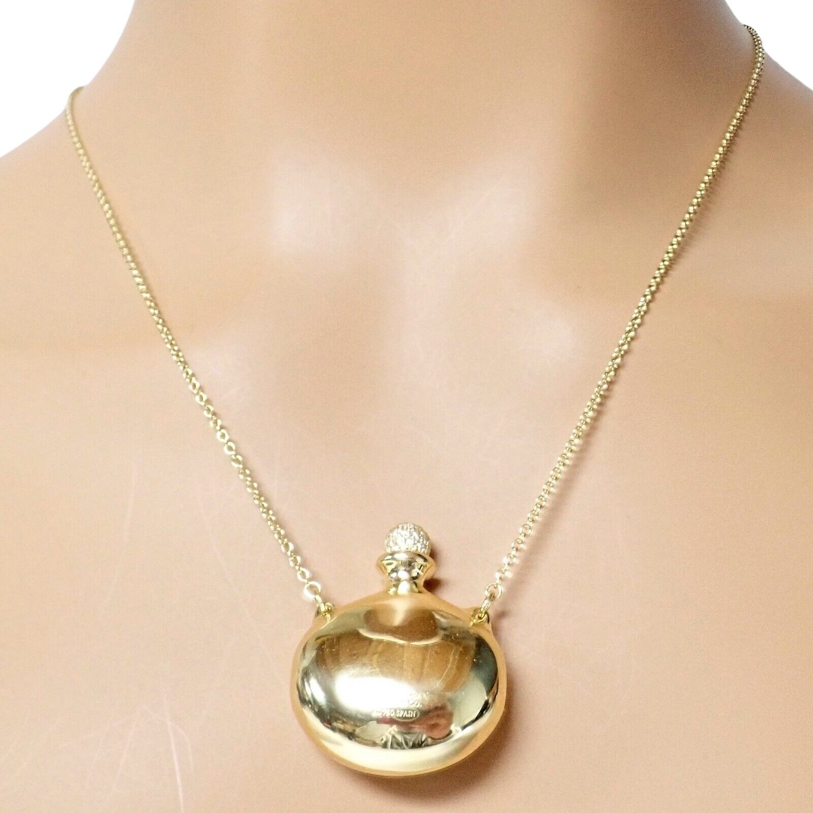 Tiffany & Co Peretti 18k Yellow Gold Diamond Bottle Pendant Necklace - Extra Large Luxury Jewelry for Women, Perfect Gift for Anniversary & Special Occasions