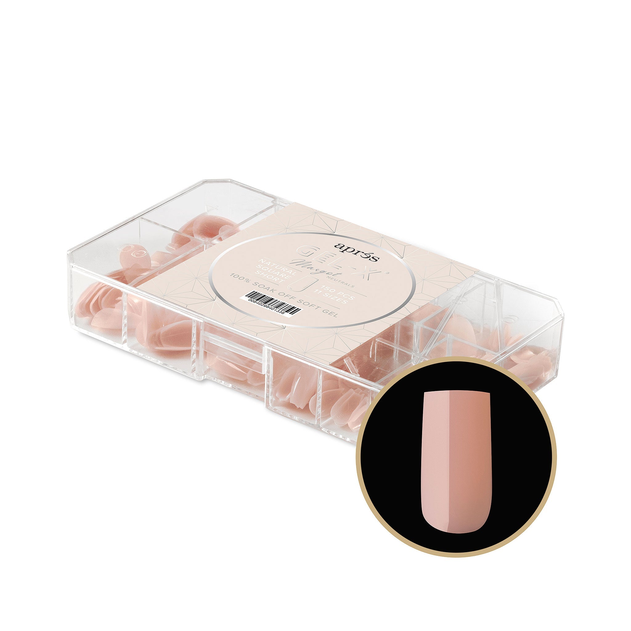 Apres Gel X Tips 2.0 - Margot Natural Square Short Nail Extensions (150 Pcs) | DIY Manicure Kit for Home & Salon Use | Perfect for Natural Nail Looks & Special Occasions