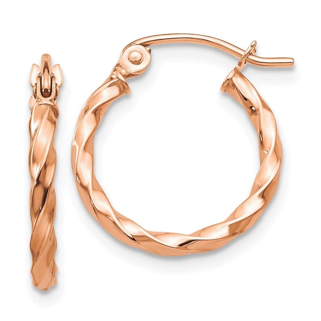 14K Rose Gold Twisted Hoop Earrings for Women - Elegant Dainty Huggie Hoops - Perfect for Everyday Wear, Date Night & Special Occasions