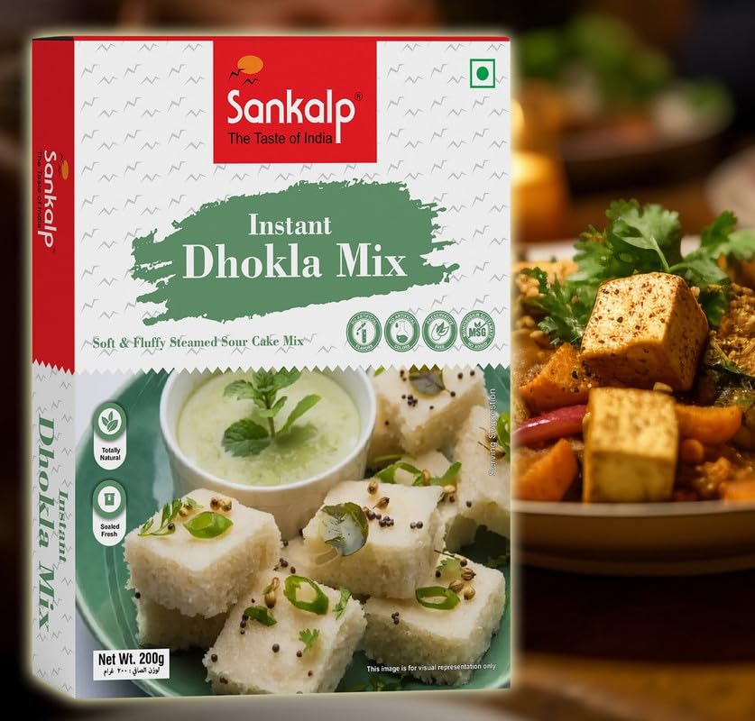 Sankalp Instant Dhokla Mix 200g - Authentic Gujarati Snack Mix for Soft & Fluffy Dhokla - Ready in Minutes - Perfect for Breakfast, Tea Time & Indian Festive Occasions