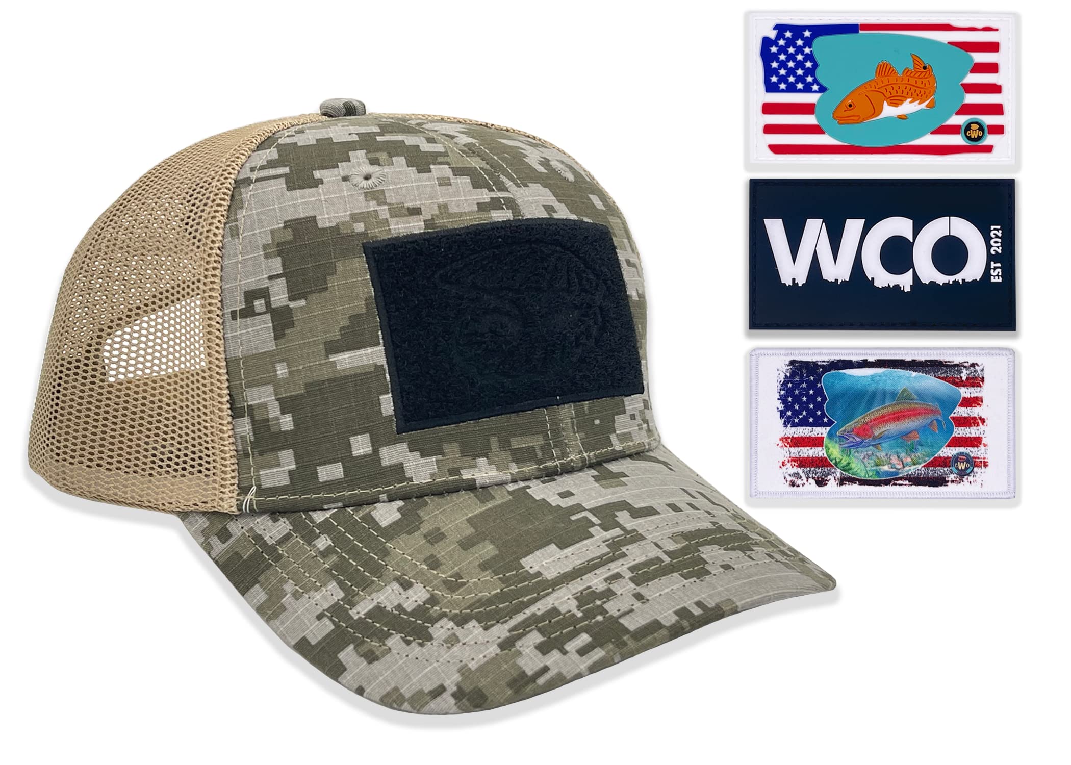 High Performance Fishing Trucker Hat for Men - Interchangeable Patches, UV Protection & Breathable Mesh - Perfect for Fishing, Boating, Hiking & Outdoor Adventures