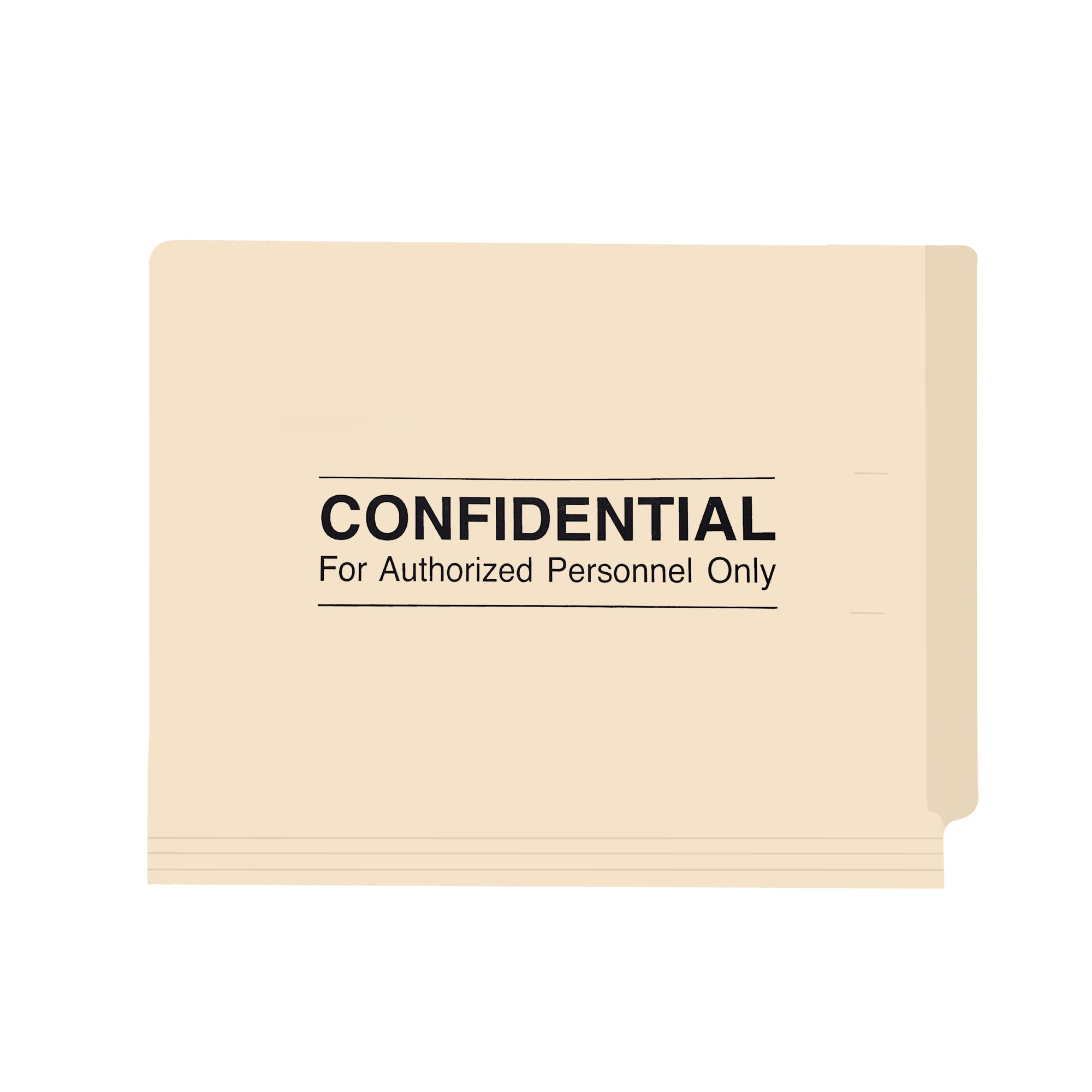 250-Count Manila File Folders Letter Size - Reinforced End Tab with 'Confidential' Print, 2