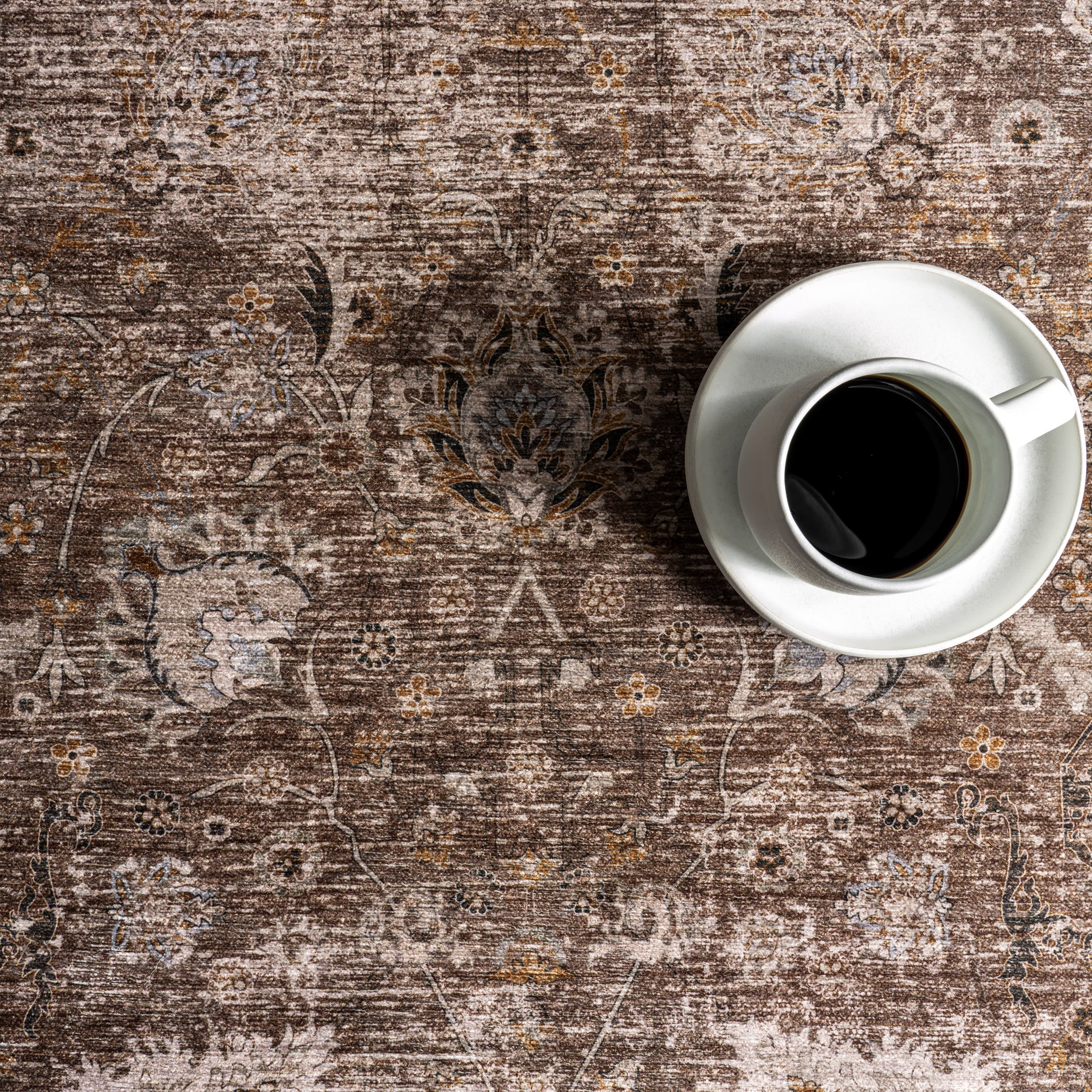 Bayberry Spill Proof Vintage Washable Rug - Non-Slip Kitchen Rug, Boho Living Room Carpet, Bedroom Runner | Brown | Perfect for Home, Office & High Traffic Areas