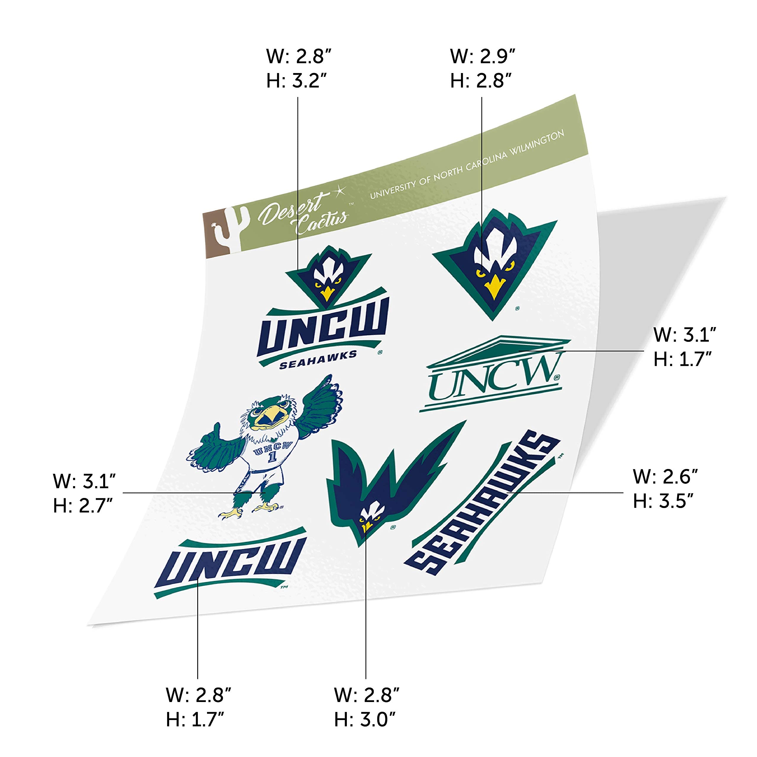 UNCW Seahawks Vinyl Decals - Desert Cactus Design Stickers for Laptop, Water Bottle, Car & Scrapbooking | University of North Carolina Wilmington UNCW Fan Gear for Students & Alumni