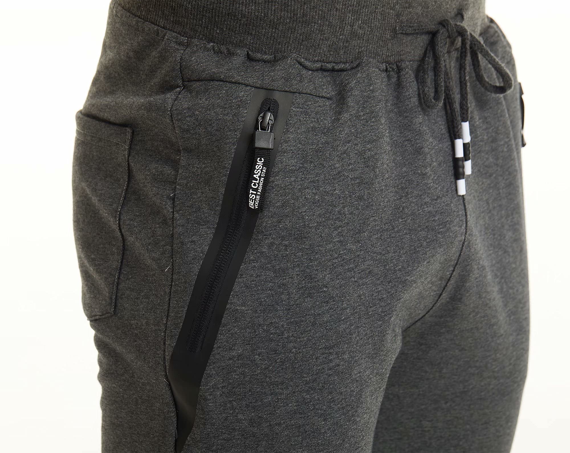 MAGCOMSEN Men's 3/4 Length Jogger Sweatpants with Zipper Pockets - Athletic Running Training Workout Capri Pants for Gym, Yoga & Casual Wear