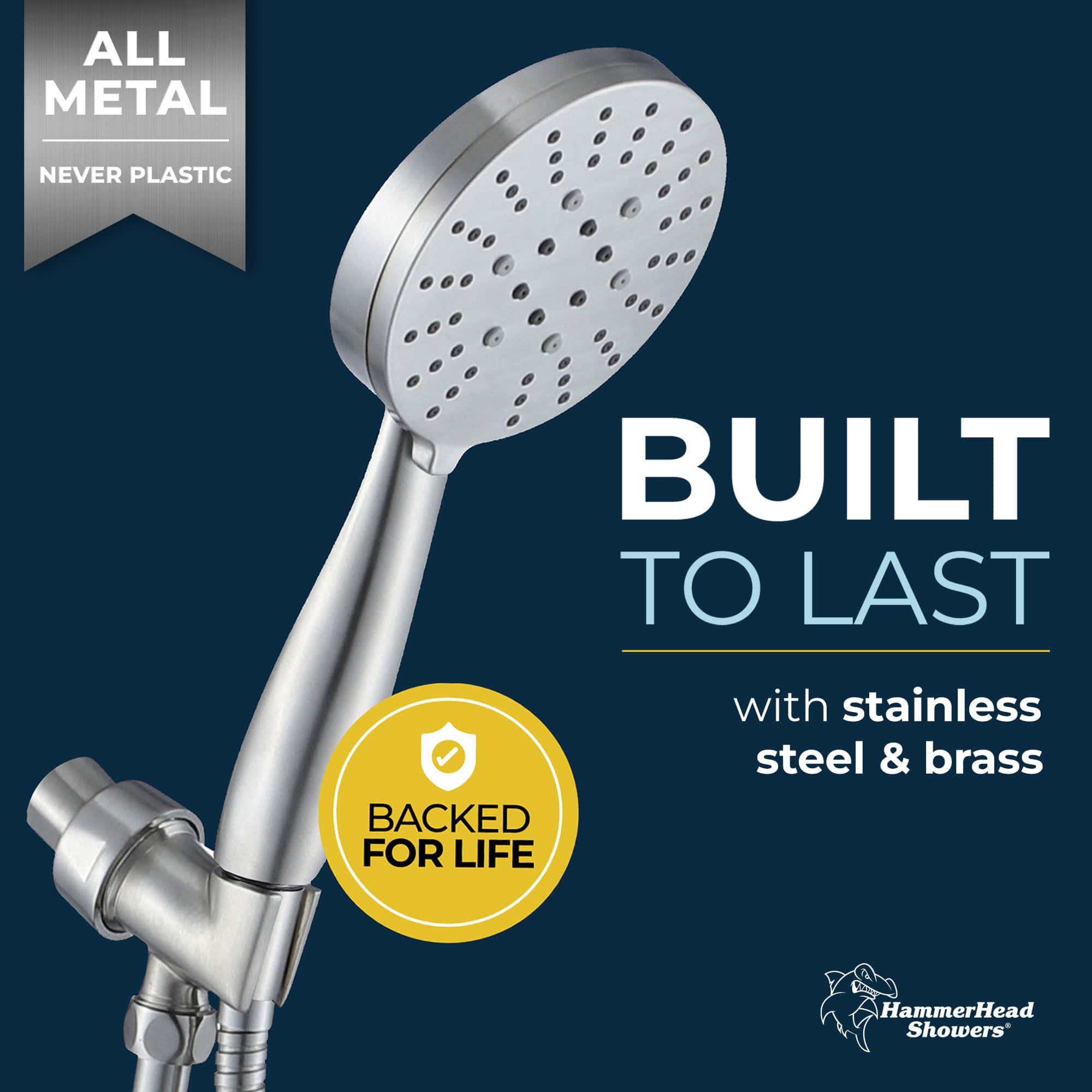 Premium All-Metal 3-Spray Handheld Shower Head with 5ft Hose - 2.5 GPM Water Saving - Adjustable Rainfall, Massage & Mist Modes - Perfect for Bathroom, Spa & Relaxation