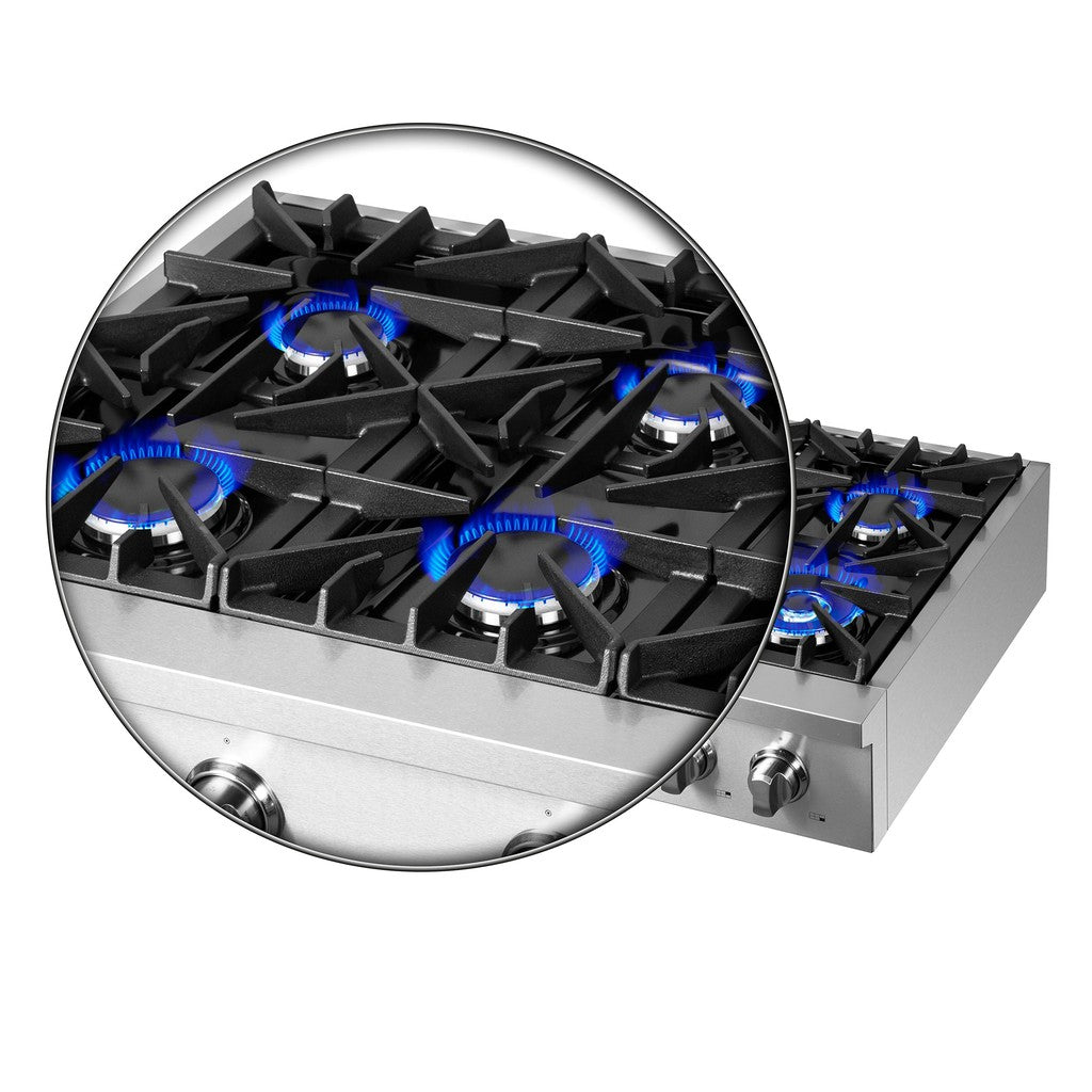 Forno Lseo 36 Inch 6 Burner Stainless Steel Gas Rangetop with Griddle (Model FCTGS5737 36) - Perfect for Home Kitchens, Restaurants & Outdoor Cooking