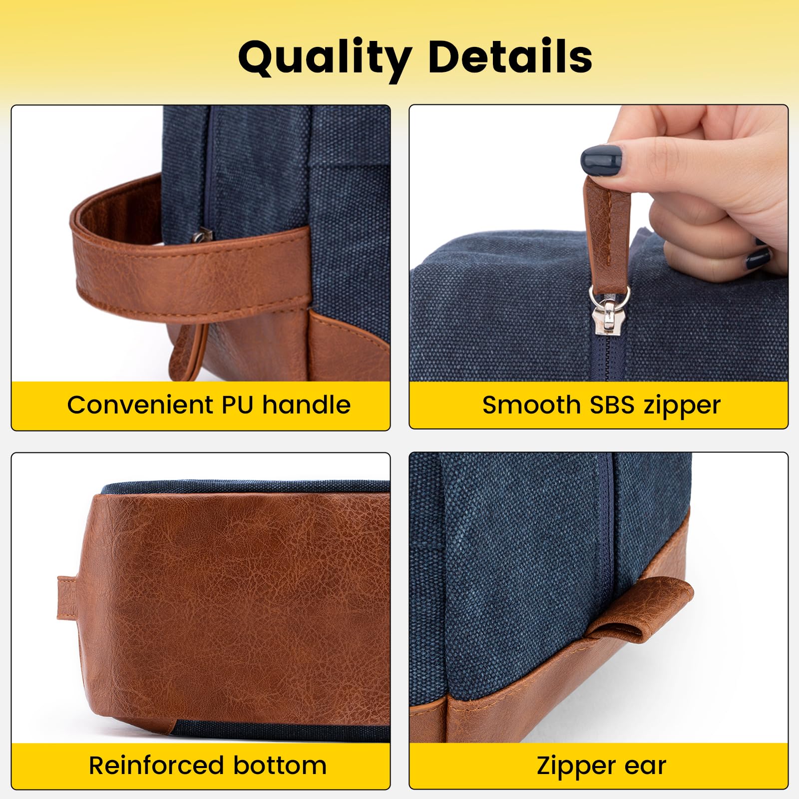 Vorspack Waterproof Hanging Toiletry Bag for Men - Large Capacity Travel Dopp Kit, Durable Canvas Shaving Organizer (Navy Blue) - Perfect for Camping, Gym & Business Trips