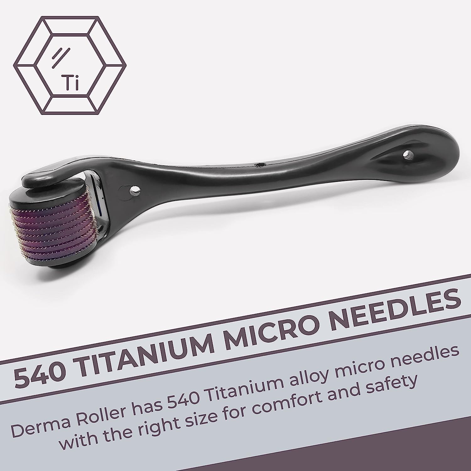 Groovs Derma Roller 540 Titanium Micro-Needles - 0.5mm Skin Care Roller for Hair Growth, Beard Growth, Anti-Aging & Acne Scar Removal | Face & Body Treatment | At-Home Microneedling Therapy (Pack of 1)