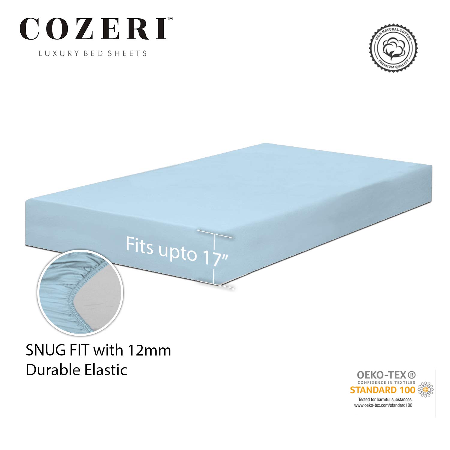 Luxury 600 Thread Count 100% Cotton Sheet Set - Breathable, Soft & Silky Sateen Weave - Deep Pocket Fits Mattress Up to 17