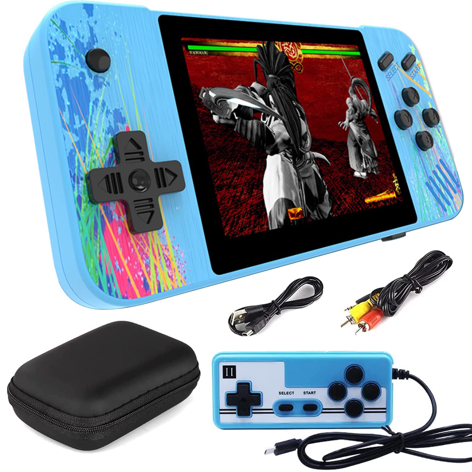 Retro Handheld Game Console - Mini Arcade Machine with 800 Built-in Classic FC Games, Portable Video Game Player for Kids & Adults, Supports TV Output (Blue) - Perfect for Travel, Gifts & Family Entertainment