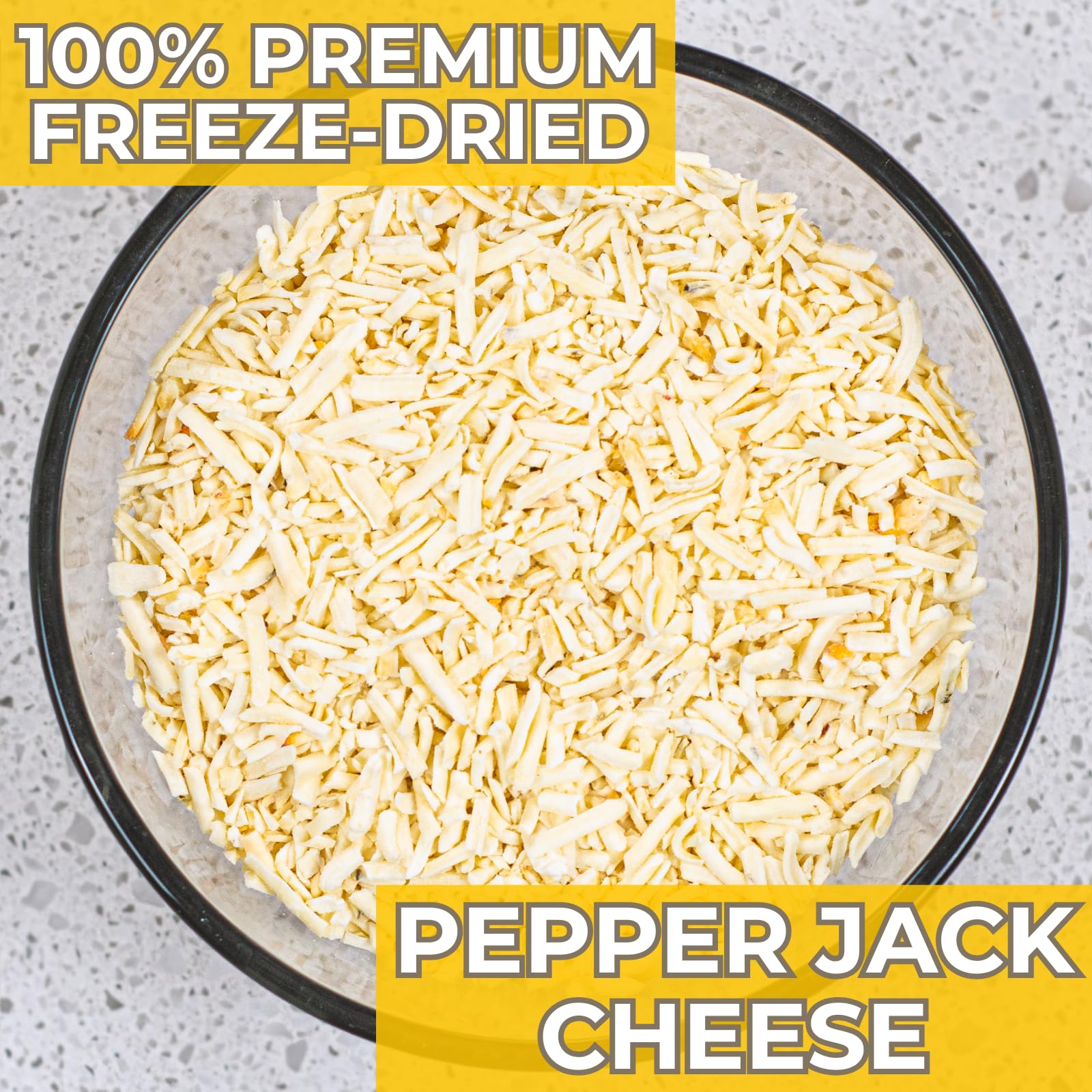 Nutristore Freeze-Dried Pepper Jack Cheese Shreds | Long Shelf Life Cheese for Camping, Hiking & Emergency Food Storage | 25 Year Shelf Life | Perfect for Backpacking Meals, Snacks & Survival Kits | Gluten-Free & Non-GMO Cheese | Great for Outdoor Adventures & Prepper Pantries