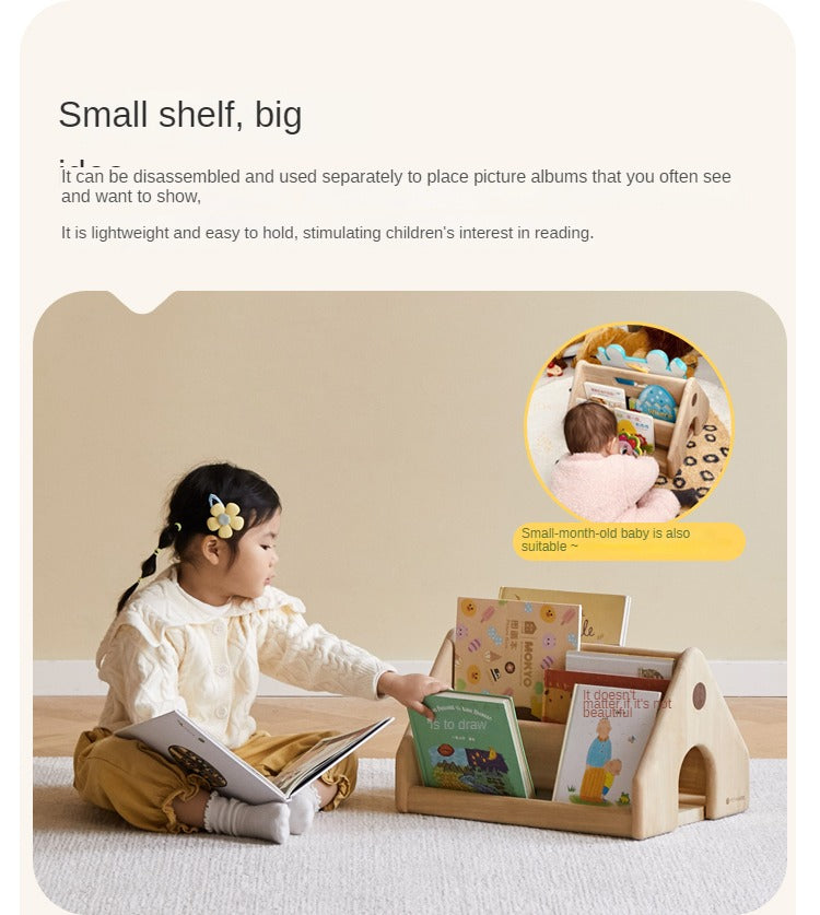 **Solid Wood Montessori Toy Storage Shelf for Kids - Organize Playroom, Nursery & Bedroom Toys - Eco-Friendly Poplar Wood Children's Bookshelf**