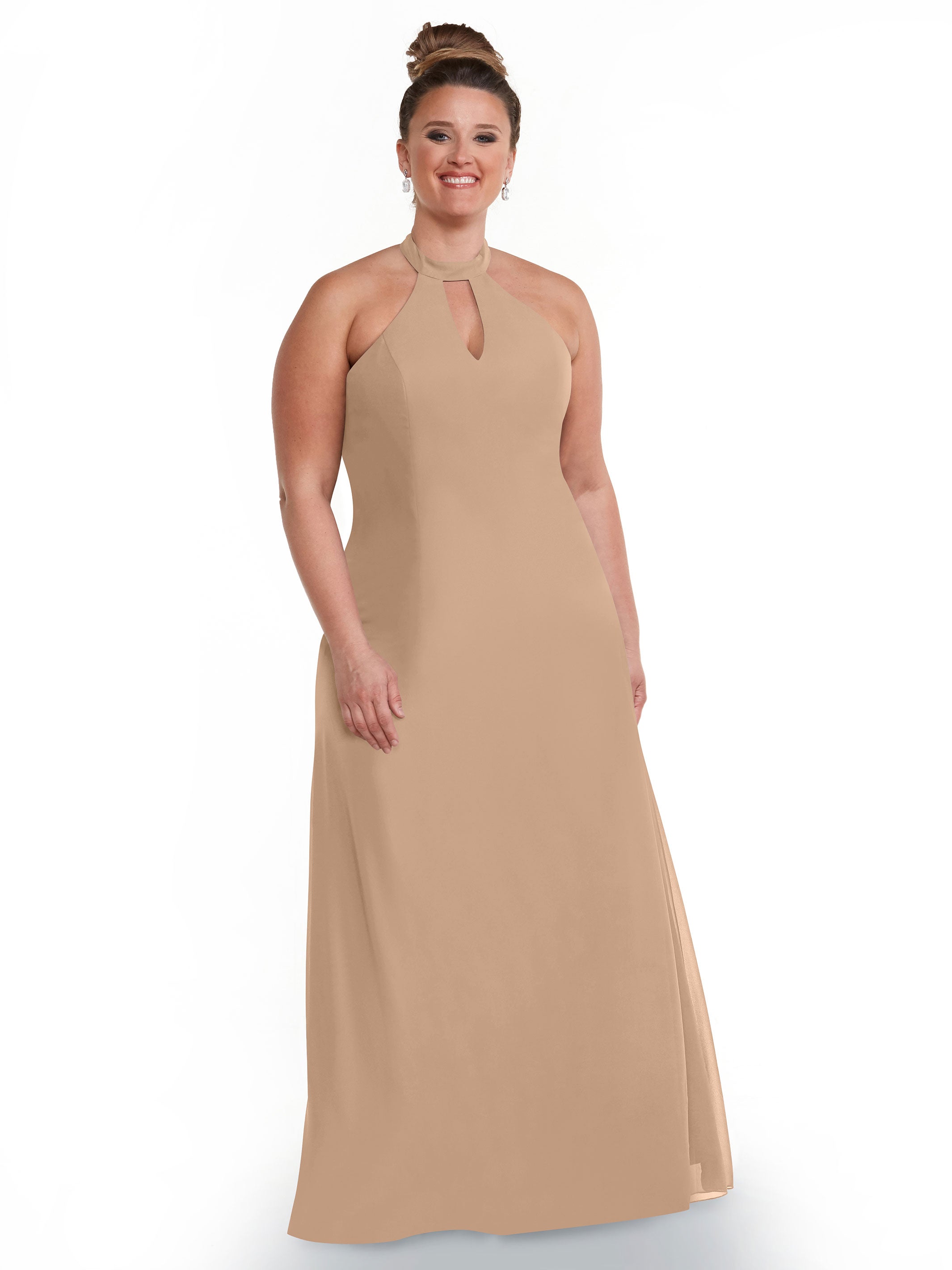 Elegant 80138 Chiffon A-Line Bridesmaid Dress with Keyhole Halter Neckline - Perfect for Weddings, Formal Events & Special Occasions