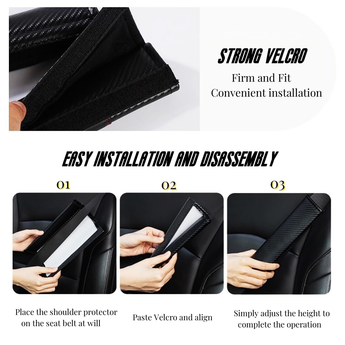 2Pcs Carbon Fiber Car Seat Belt Cover Pad - Soft & Comfortable Shoulder Protector for Ford Focus, Fiesta, Explorer, Edge ST - Universal Fit for Cars, SUVs, Trucks - Perfect for Long Drives & Daily Commutes
