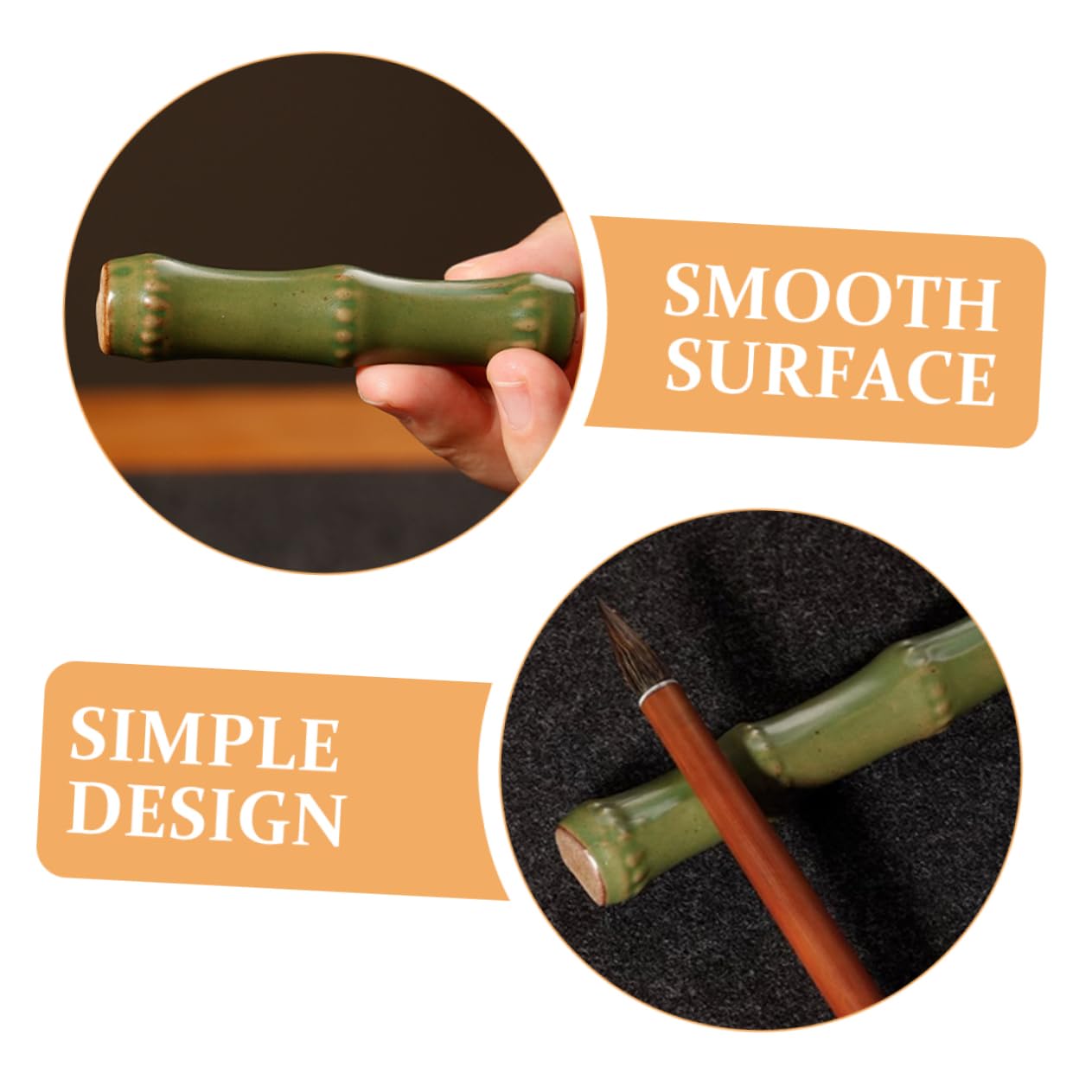 SKISUNO Ceramic Chinese Calligraphy Brush Holder - Elegant Ink Brush Stand for Desk, Study & Office Decor - Perfect for Calligraphy, Painting & Zen Meditation Spaces