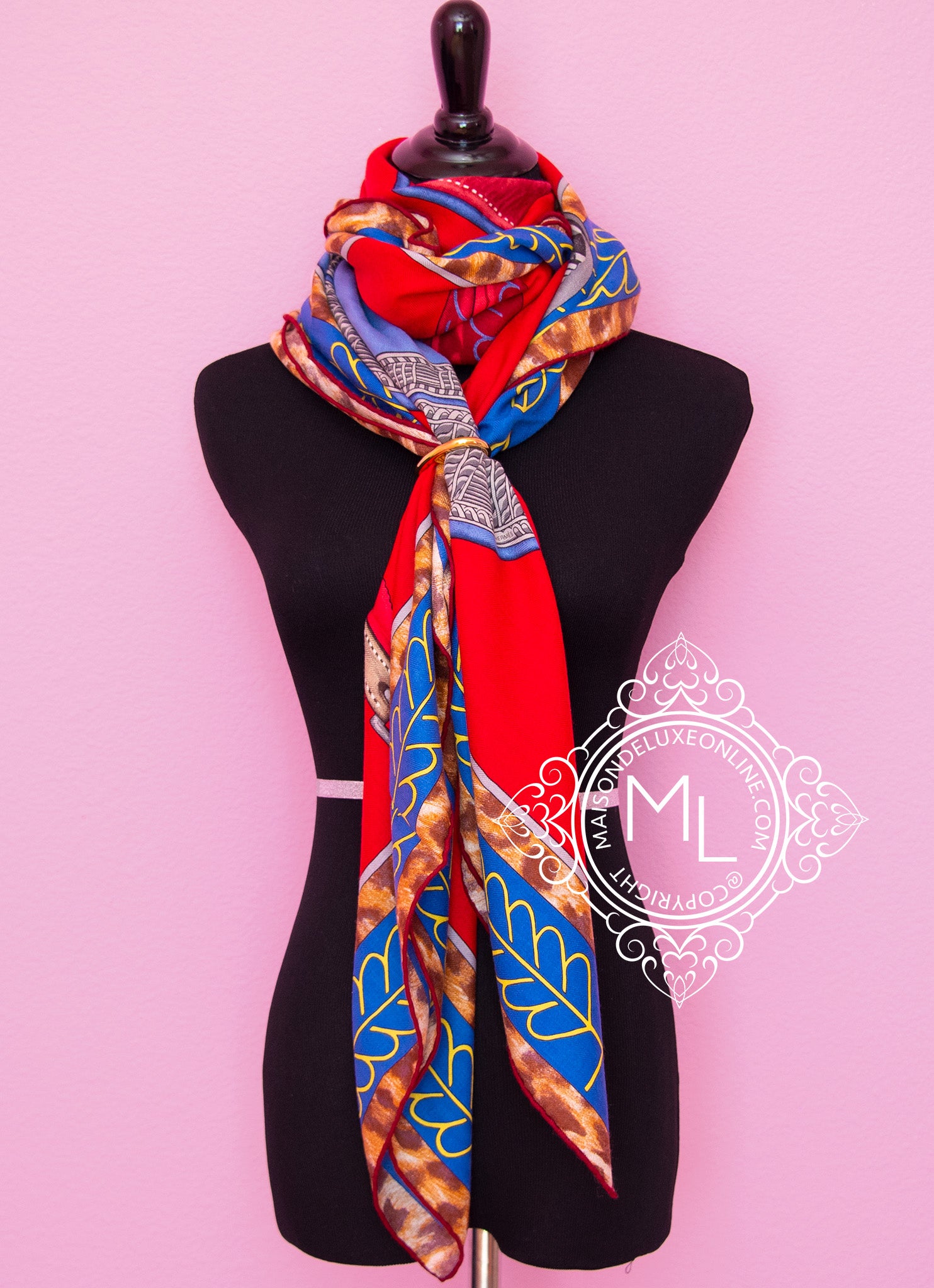 Hermes Selle d'Officier en Grande Tenue Red Cashmere 140 GM Shawl Scarf - Luxury Women's Fashion Accessory for Parties, Weddings & Special Occasions