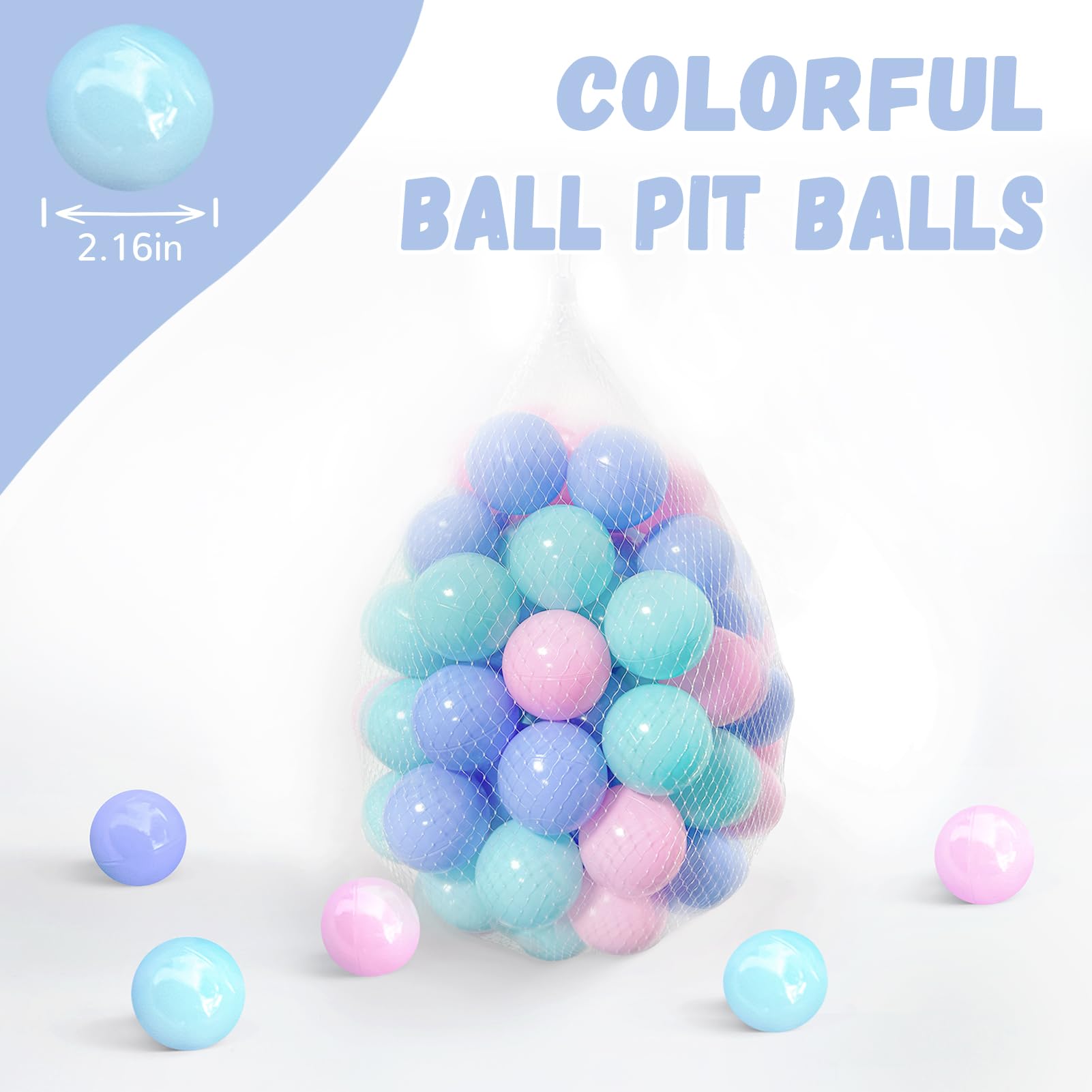 100 Non-Toxic Ball Pit Balls for Toddlers & Kids - Phthalate & BPA Free, Crush Proof 2.16