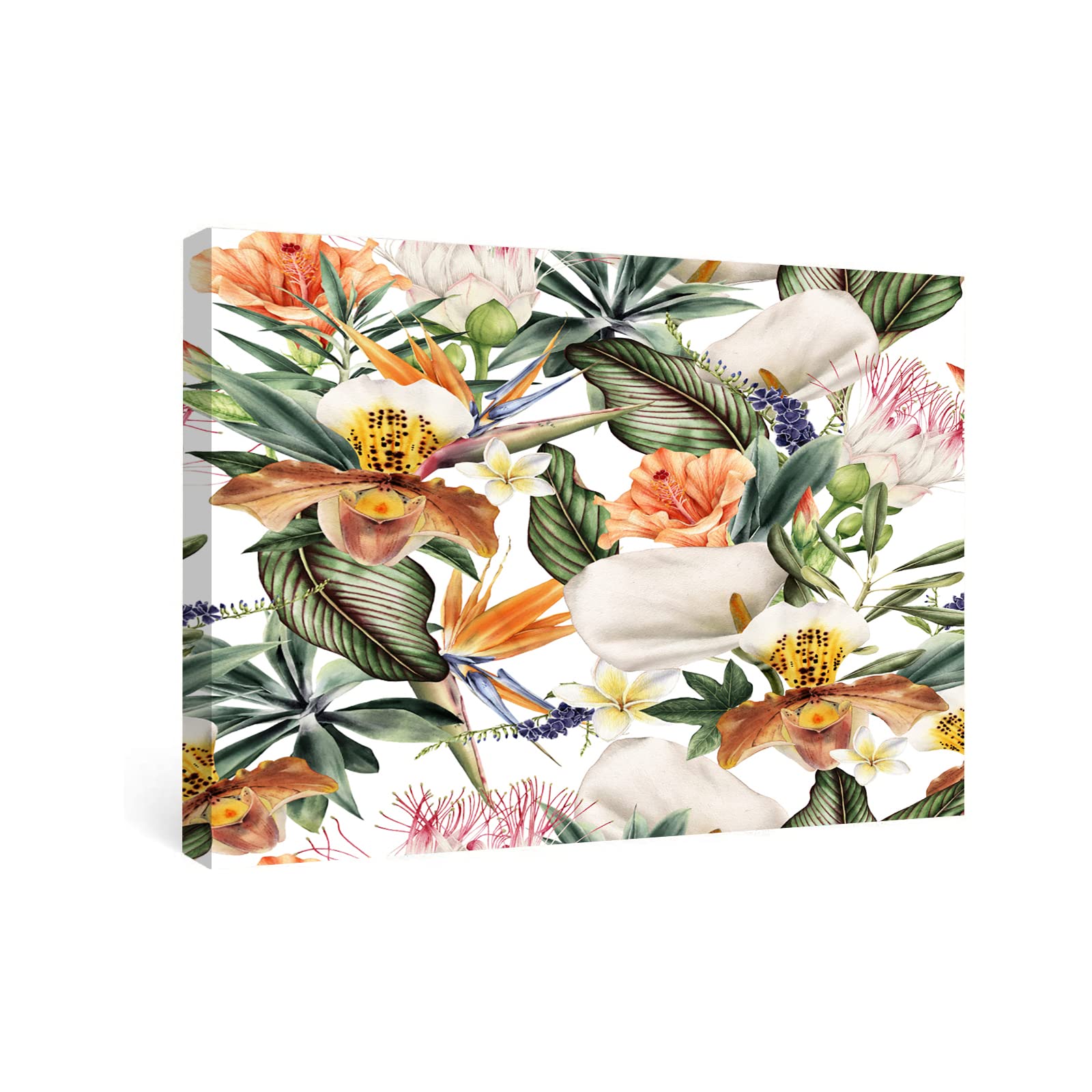 Tropical Floral Canvas Wall Art - Farmhouse Decor for Living Room & Kitchen