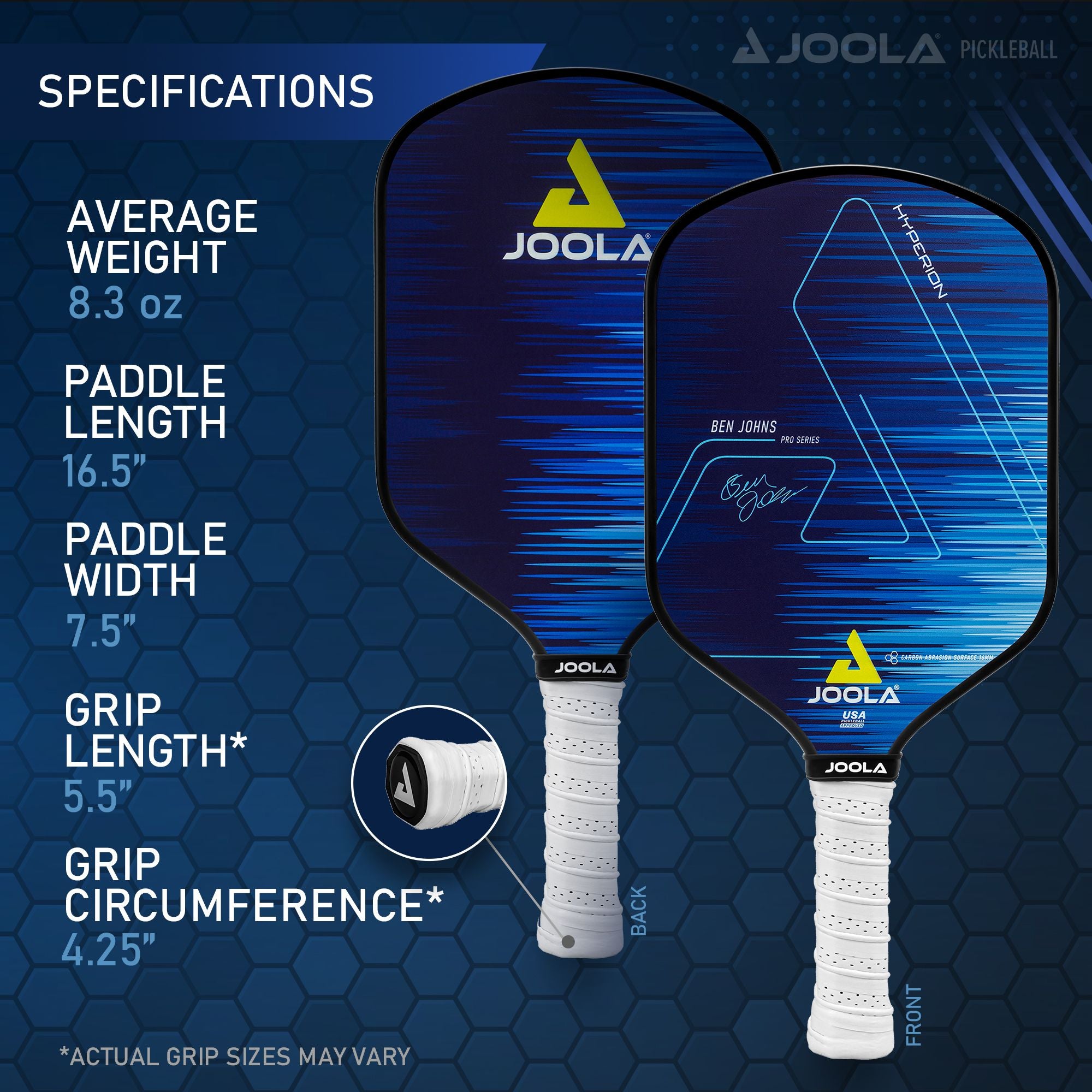 JOOLA Ben Johns Hyperion CAS Pickleball Paddle - Lightweight Carbon Fiber Surface for Power & Control - Perfect for Competitive Play & Tournaments