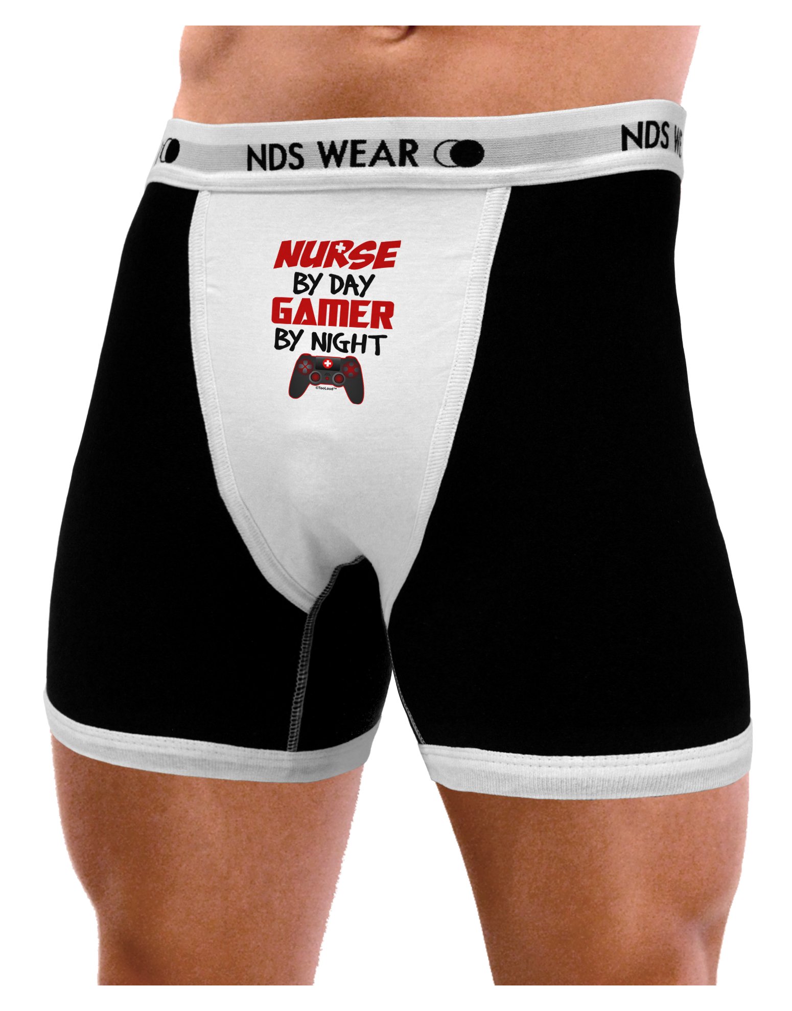 TooLoud Nurse By Day Gamer By Night Men's Boxer Brief Underwear - Comfortable Cotton Underwear for Healthcare Workers & Gamers - Perfect for Long Shifts & Gaming Sessions
