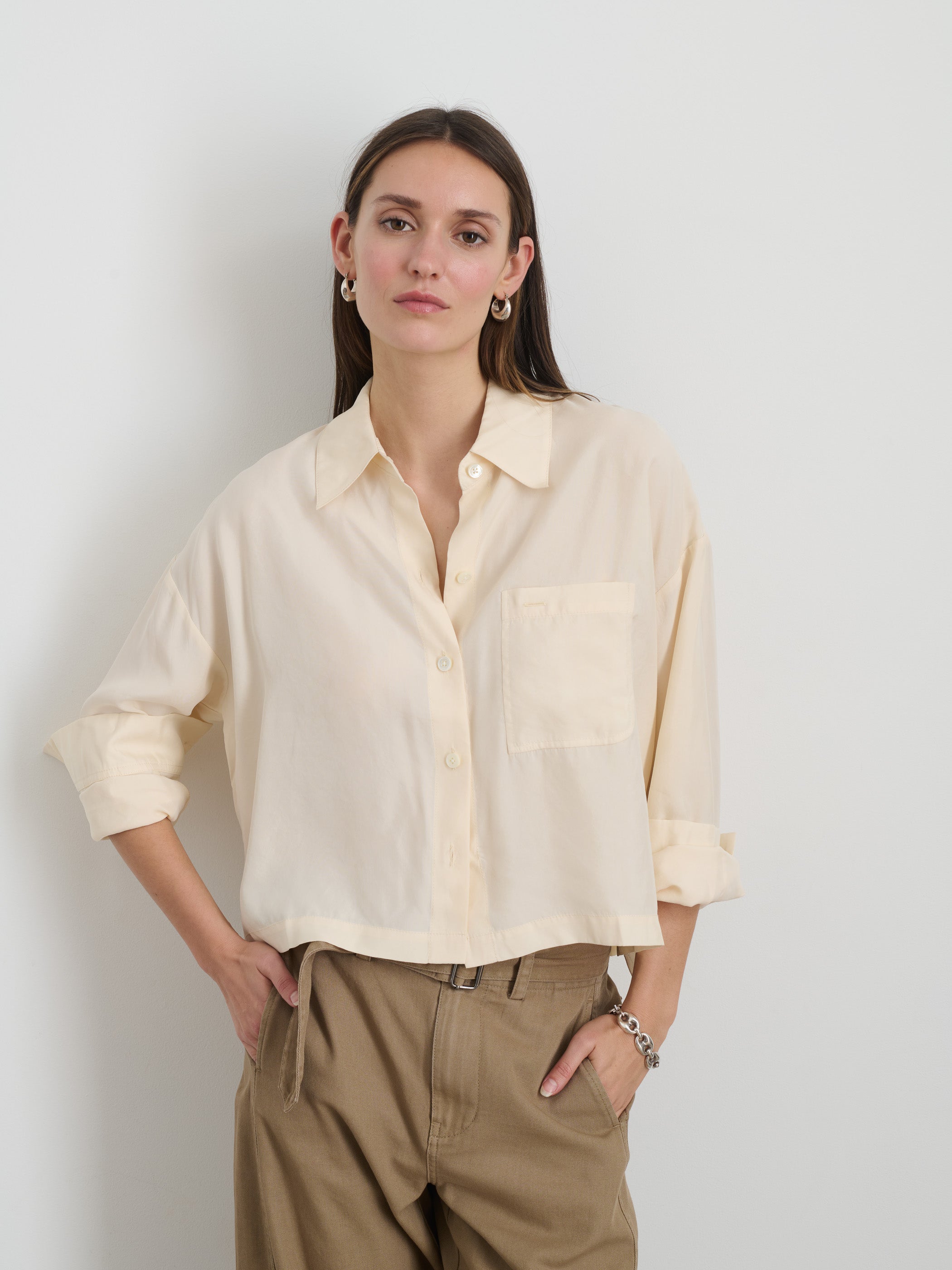 Gemma Top In Cupro - Women's Breathable & Comfortable Blouse for Casual Wear & Office Outfits