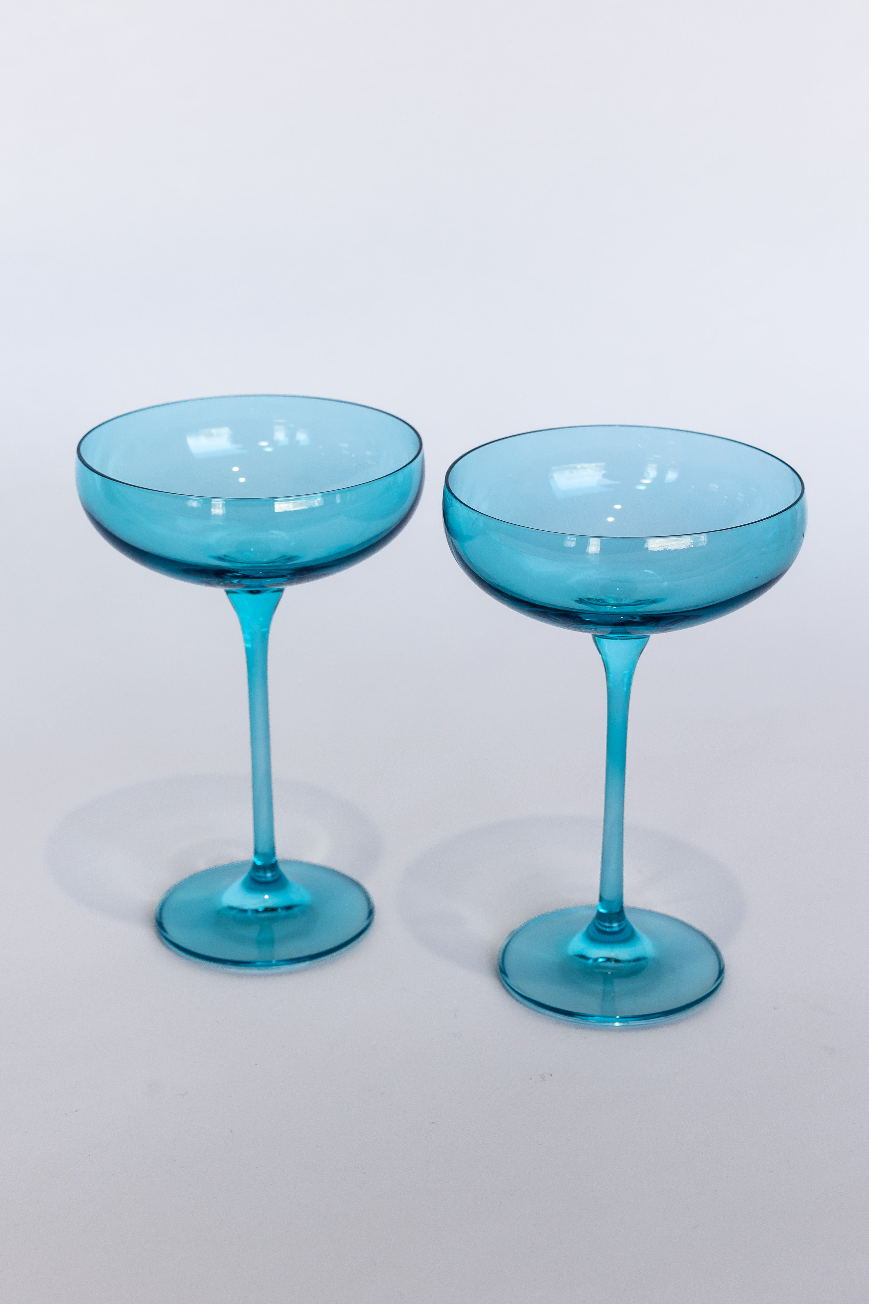 Estelle Colored Champagne Coupe Glasses Set of 2 - Elegant Ocean Blue Stemware for Wedding, Party & Special Occasions