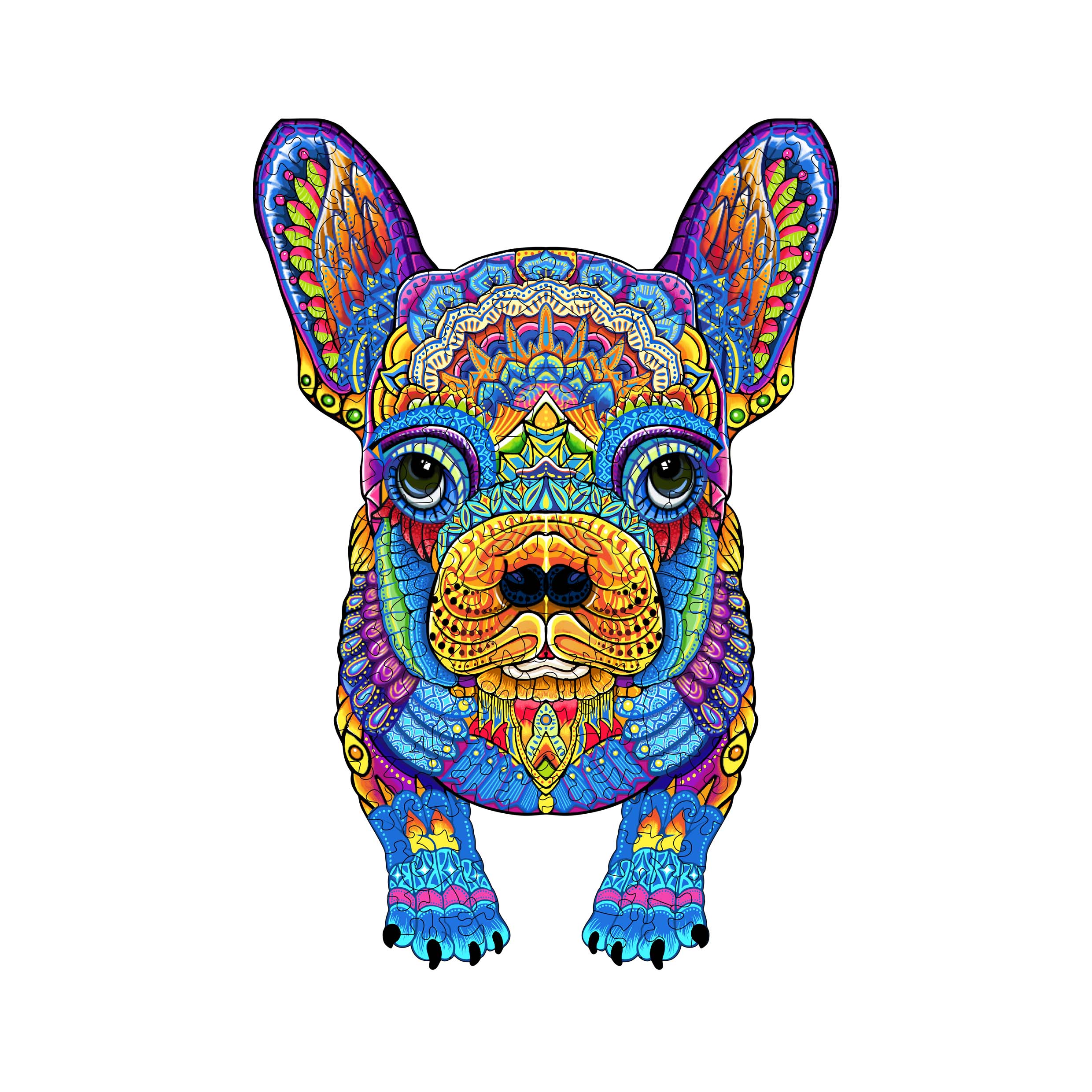 Premium Wooden Jigsaw Puzzle for Adults & Kids - Bulldog Animal Shaped 153-Piece Puzzle with Wooden Storage Box (11.6x8 Inches) - Fun Brain Teaser, Birthday Gift & Family Game Night Activity