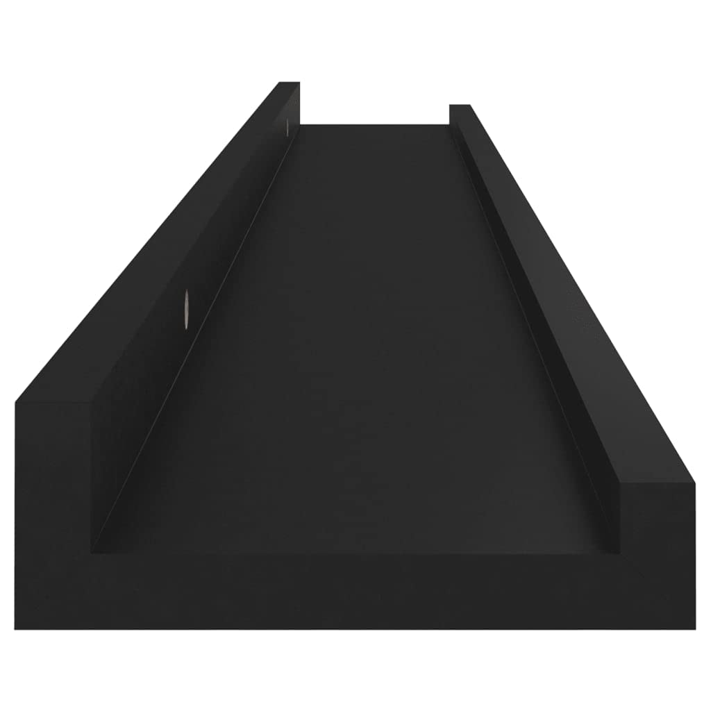 Floating Shelf Wall Mount - Set of 4 Black Wooden Shelves 31.5