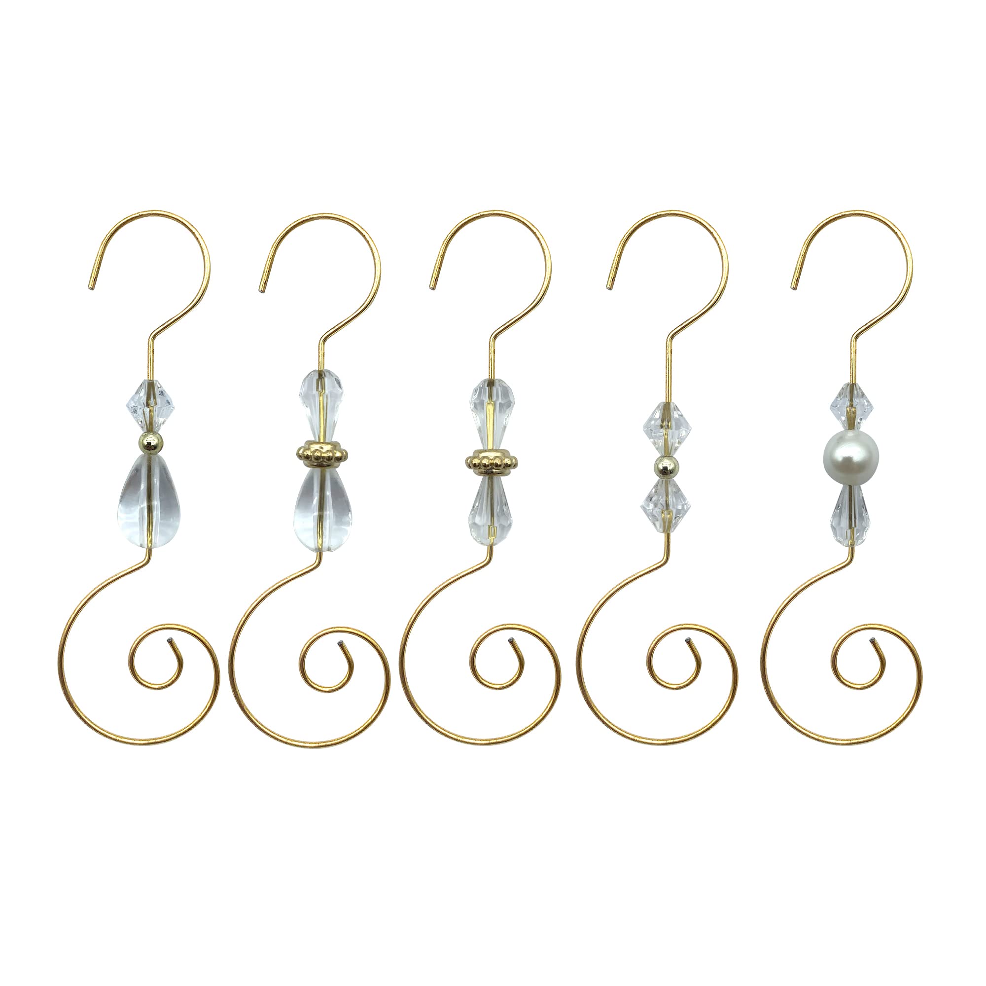 Christmas Ornament Hooks - 30 Pack Gold Wire & Clear Acrylic Hooks for Tree Decorations, Holiday Ornaments, DIY Crafts & Jewelry Making - Perfect for Xmas Decor, Gift Wrapping & Home Styling