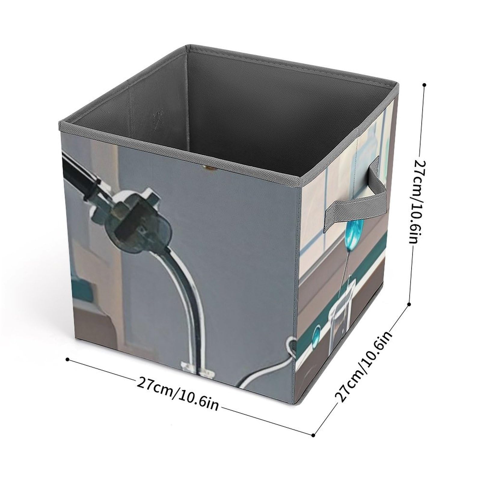 Large Collapsible Storage Bins with Handles - 10.6x10.6x10.6 Inch Chemistry Lab Organizer Box, Closet & Office Storage Cubes System - Perfect for Home Organization, School Supplies & Lab Equipment Storage