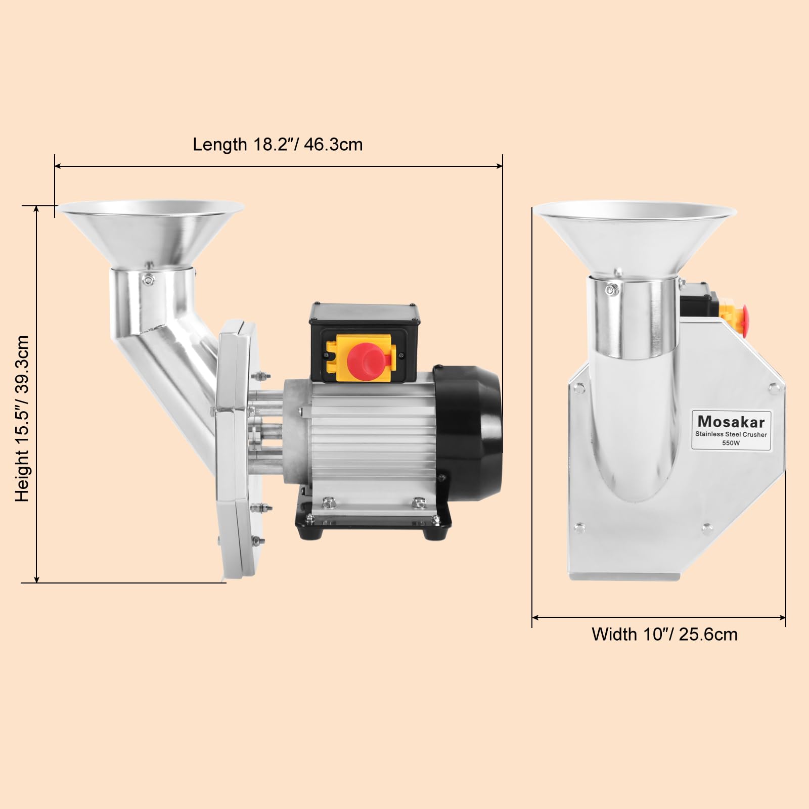 550W Electric Fruit Crusher for Apples, Pears & Potatoes - Portable Grinder for Fine Pulp - Perfect for Juice, Wine & Cider Making at Home or Commercial Use