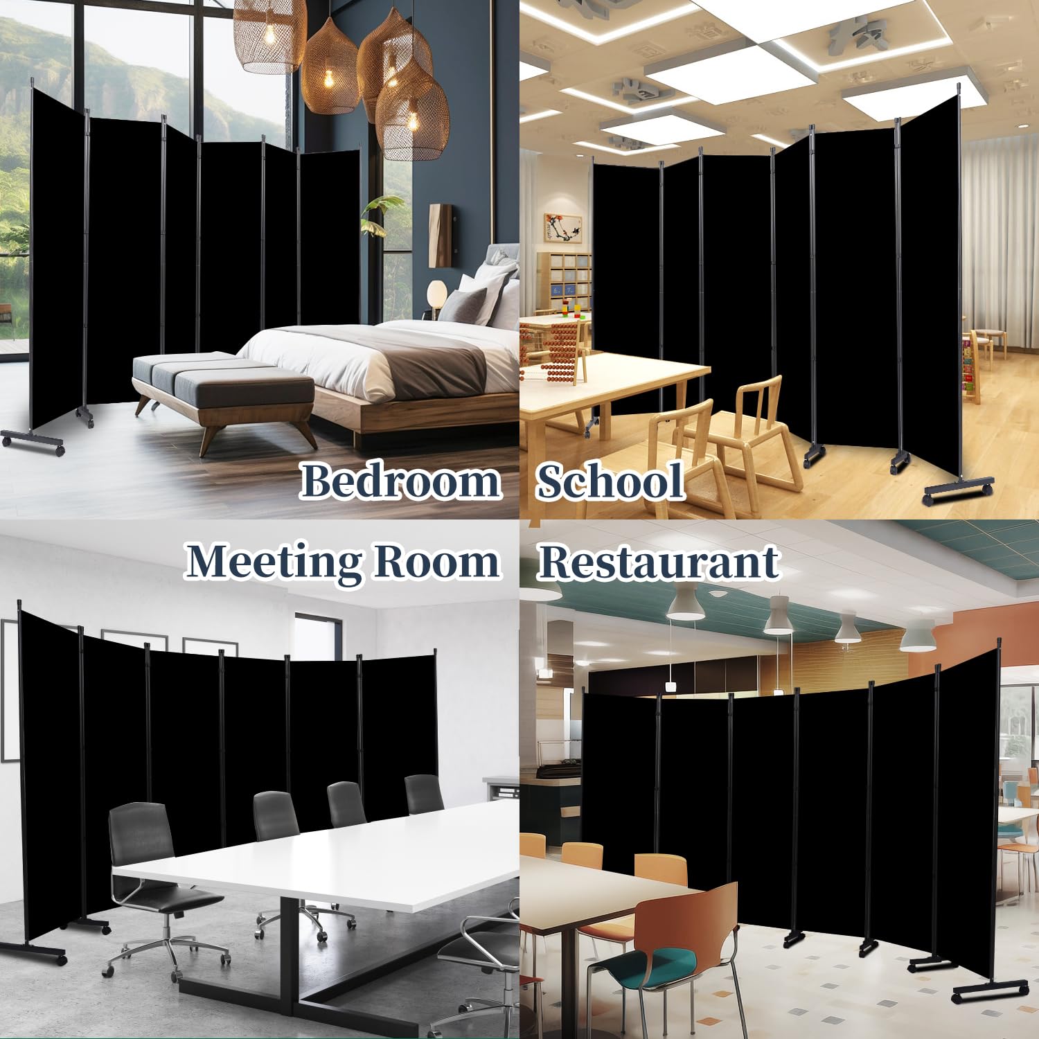Lockable Wheel Room Divider Folding Privacy Screen - 132