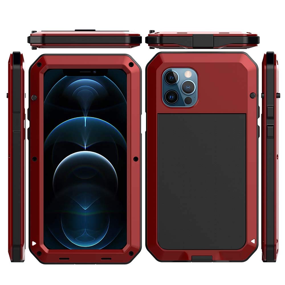**Amever Heavy Duty Shockproof iPhone 12 Pro Max Case – 360° Full Body Protection, Aluminum Metal Frame & Built-in Screen Protector – Tough Armor Design for iPhone 12 Pro Max 6.7