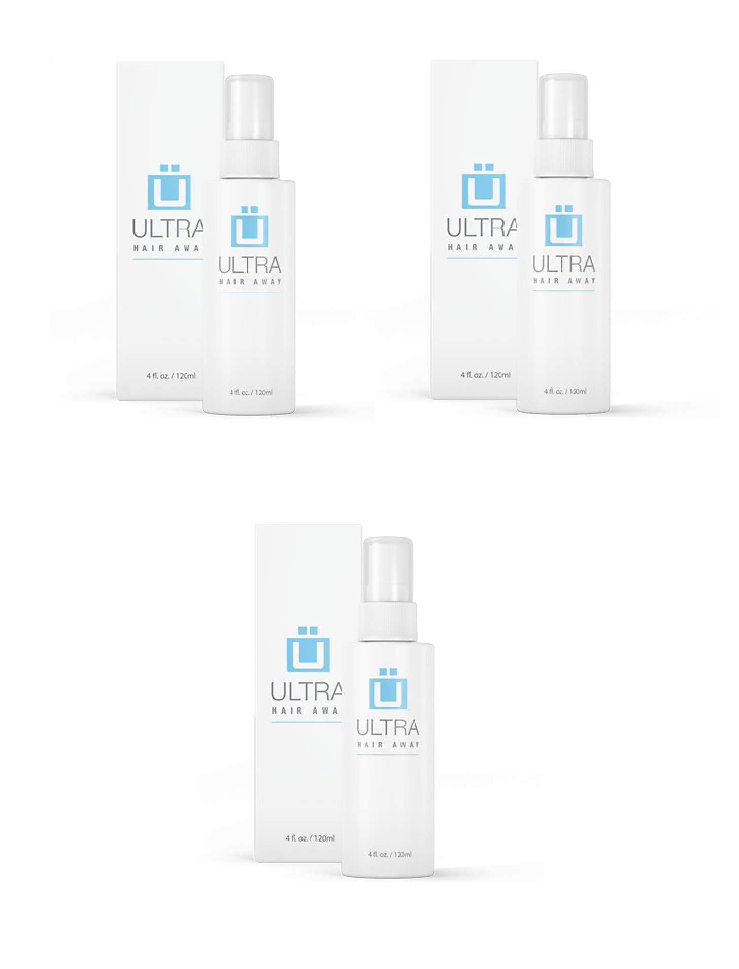 Ultra Hair Away Hair Growth Inhibitor Spray - Permanent Hair Removal for Men & Women, Painless Alternative to Waxing, Pack of 3 | At-Home Hair Removal Solution for Smooth Skin