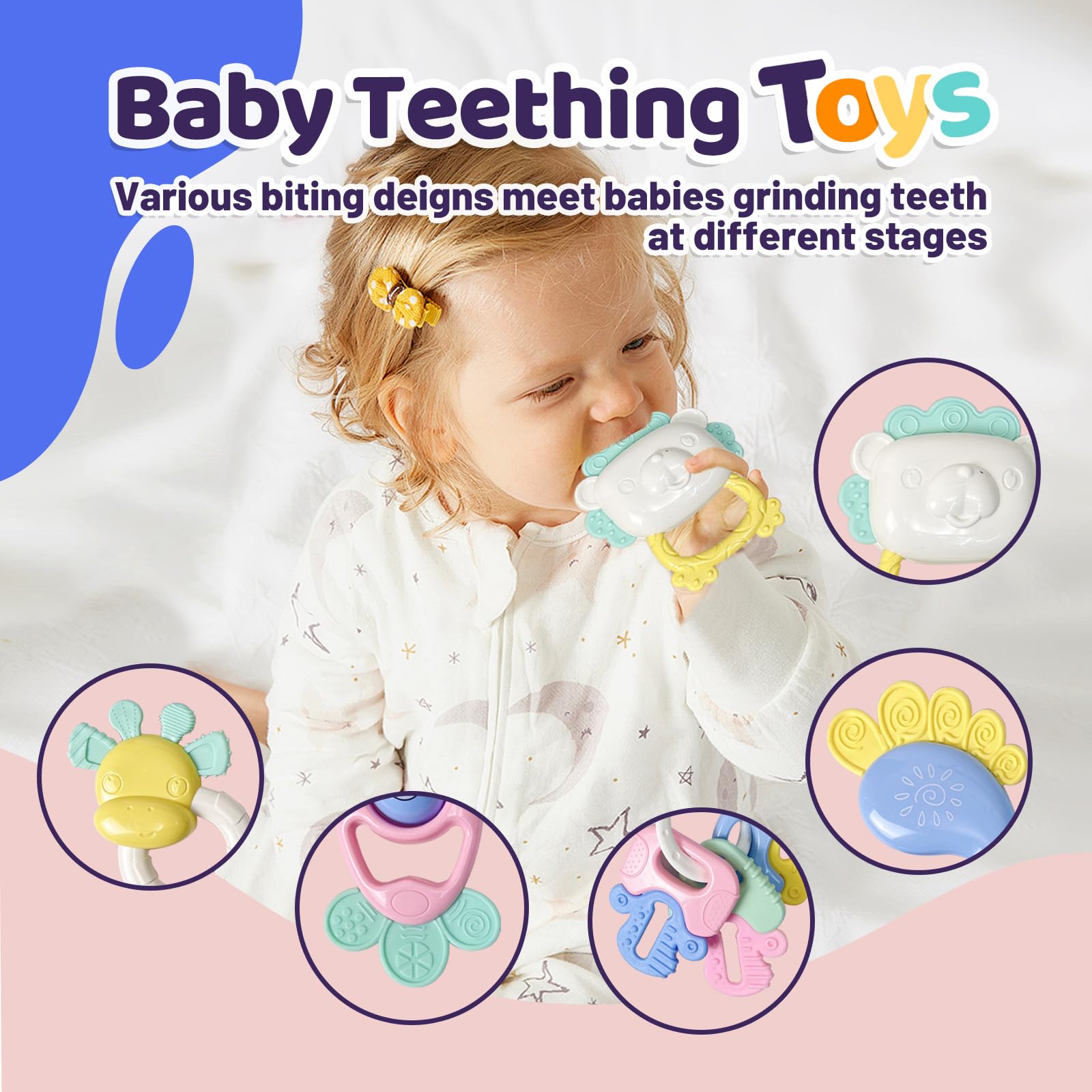 13PCS Baby Rattles & Teething Toys for 0-12 Months - Soft Infant Developmental Toys with Storage Case - Perfect Newborn Christmas Gift for Boys & Girls - Ideal for Playtime, Sensory Development & Soothing Teething Pain