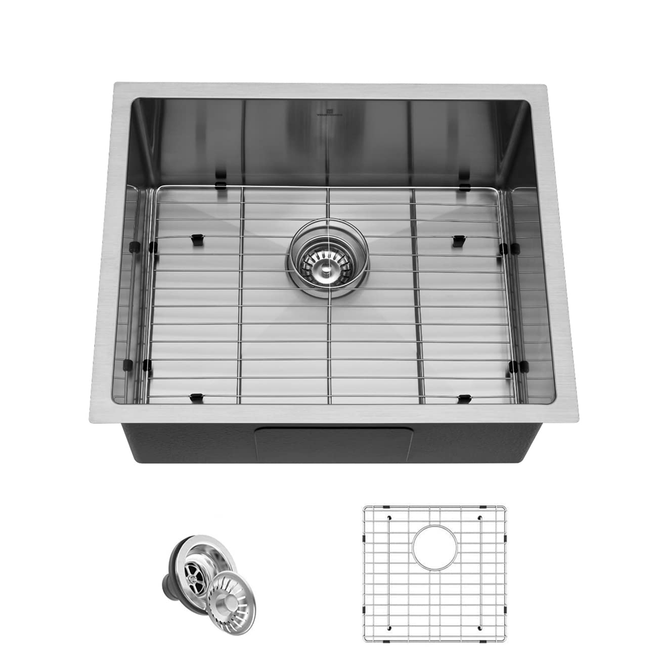 KUFTYTP 23x19x10 Inch Undercounter T304 Stainless Steel Kitchen Sink - 16 Gauge Handmade Single Bowl Farmhouse Apron Sink with R10 Radius, Deep Basin, Noise Protection & 3.5