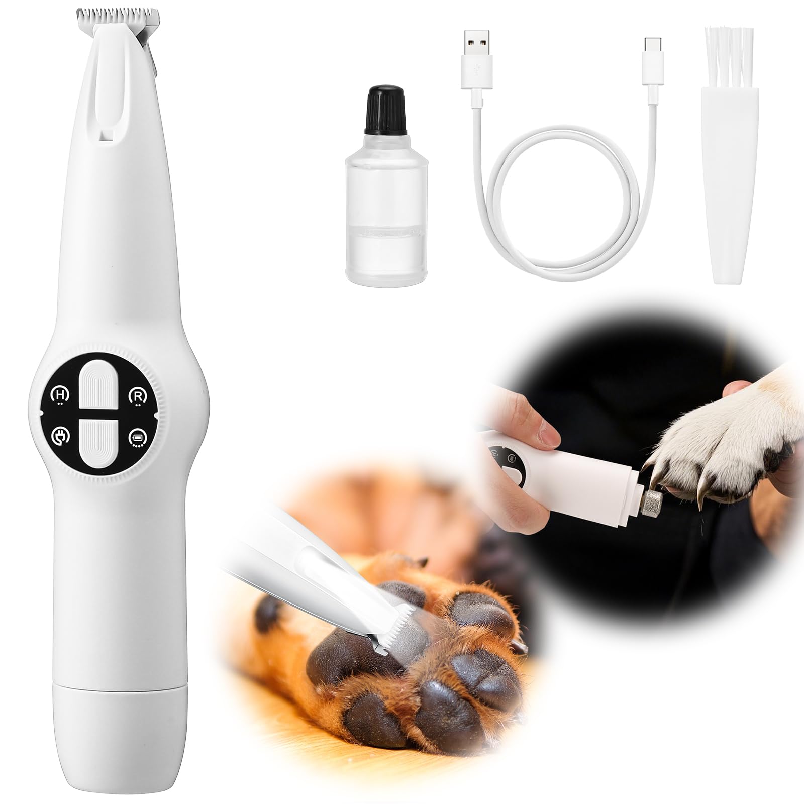 Palksky 2-in-1 Upgraded Electric Dog Grooming Clippers & Nail Grinder - Rechargeable Waterproof Pet Trimmer with LED Display for Paws, Ears, Face & Body | Perfect for At-Home Dog Grooming, Puppy Care & Professional Pet Styling