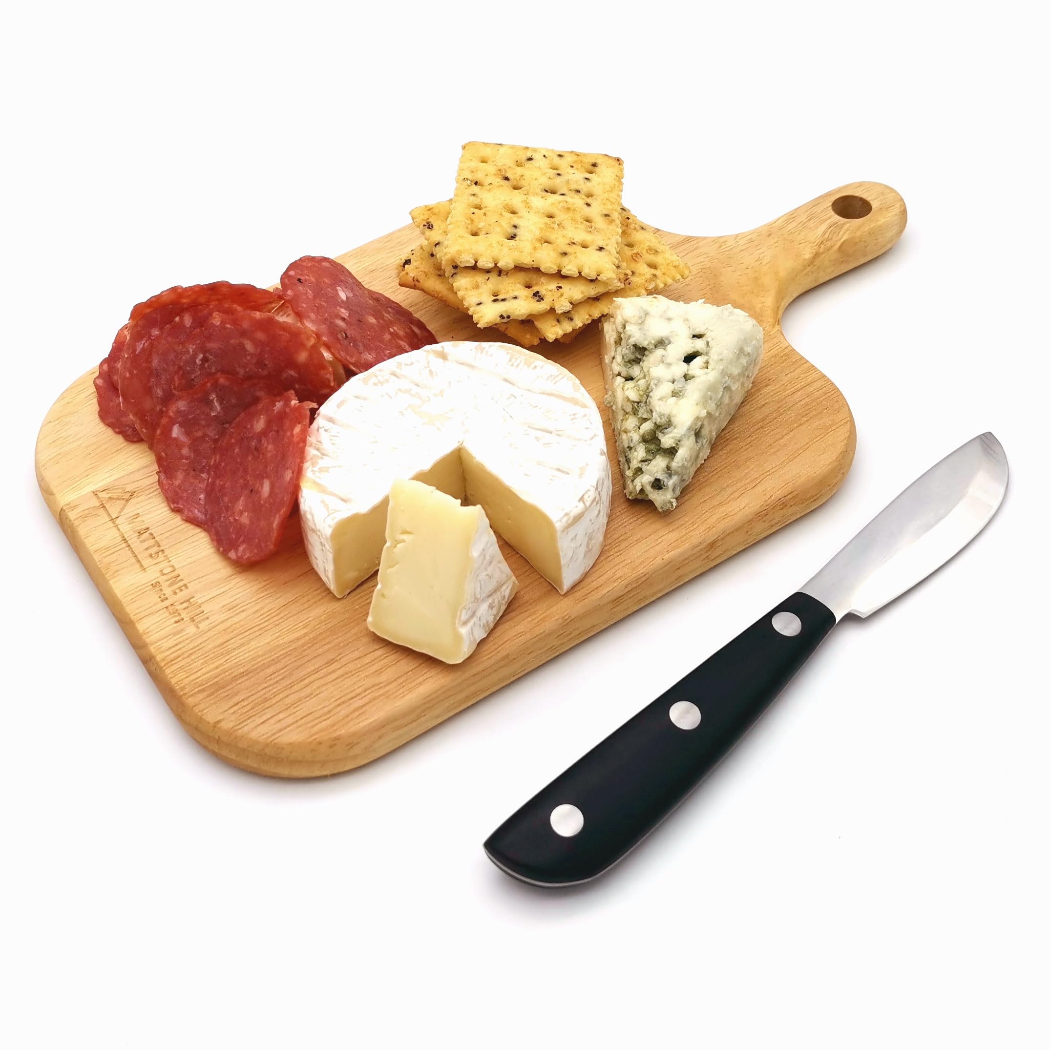 MATTSTONE HILL Small Wooden Cutting Board - Mini Cheese & Charcuterie Serving Board with Natural Texture - Perfect for Entertaining, Kitchen Use & Wall Décor - Made of Durable Rubber Wood