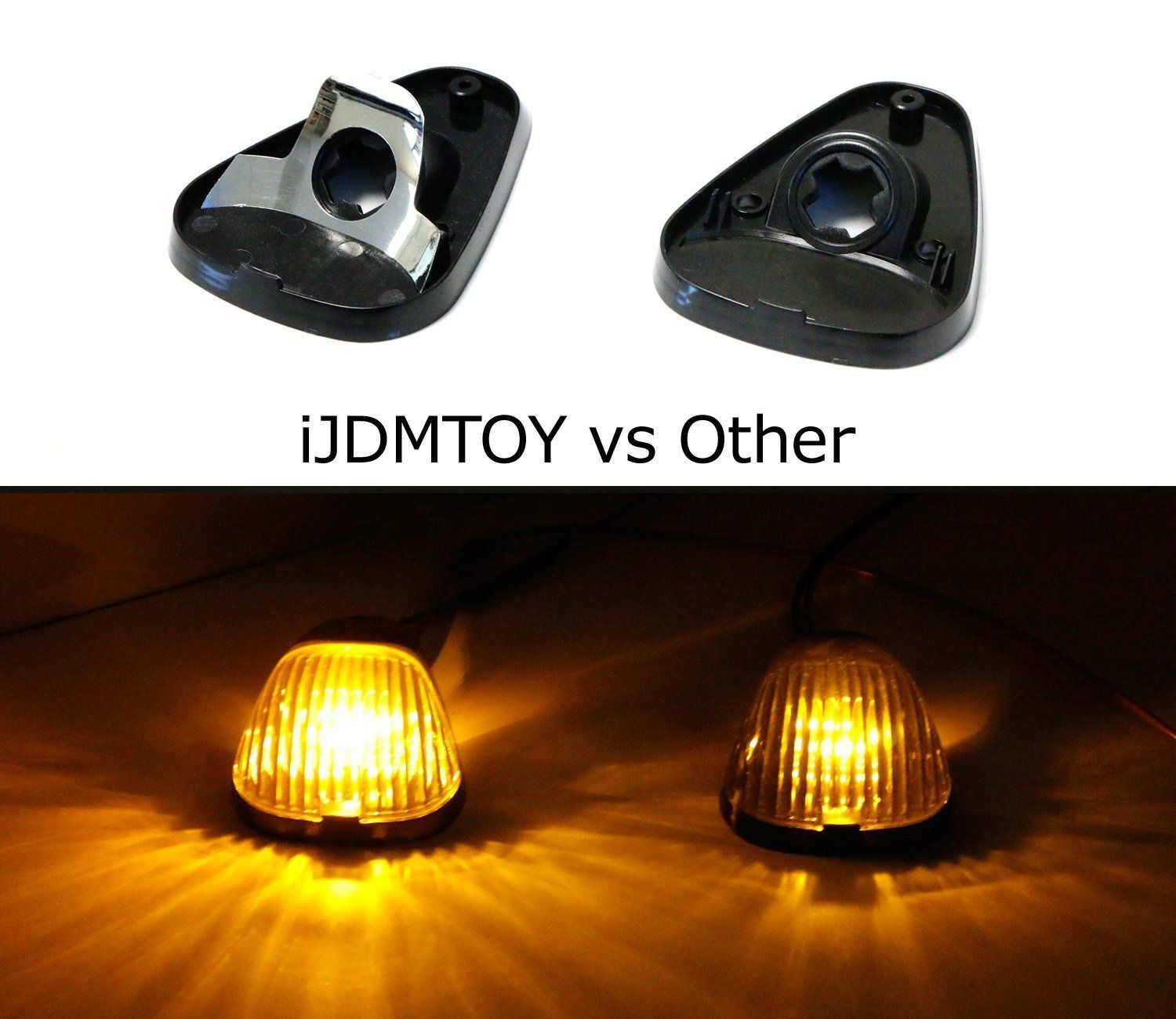 5 Pack Black Smoked Cab Roof Marker Running Lights with Amber LED for Trucks & 4x4 Vehicles - Waterproof & Durable for Off-Roading, Camping & Night Driving