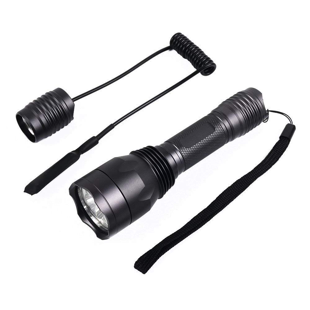 BESTSUN Predator Light 350 Yards Red LED Hunting Flashlight with Pressure Switch, Scope & Picatinny Mounts - Tactical Light for Night Hunting Coyotes, Varmints, Hogs | Perfect for Outdoor Hunting, Camping & Security Use