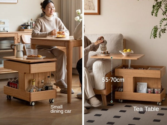 Premium Solid Wood Rotating Mobile Side Table - Oak, Cherry, Black Walnut | Modern End Table for Living Room, Bedroom, Office & Small Spaces