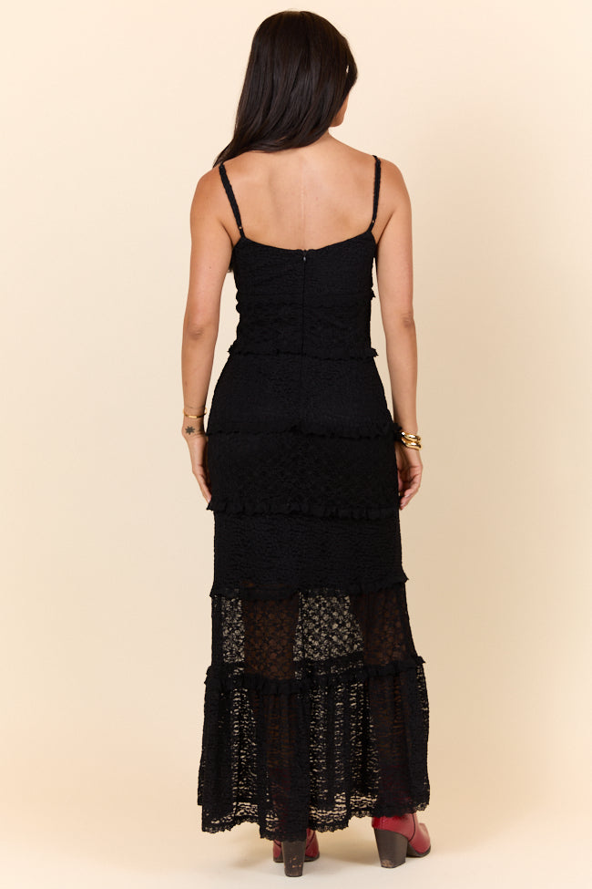 Elegant Black Lace Maxi Dress for Women - Summer Evening Party, Beach Wedding, Date Night Outfit - Plus Size & Regular Sizes Available